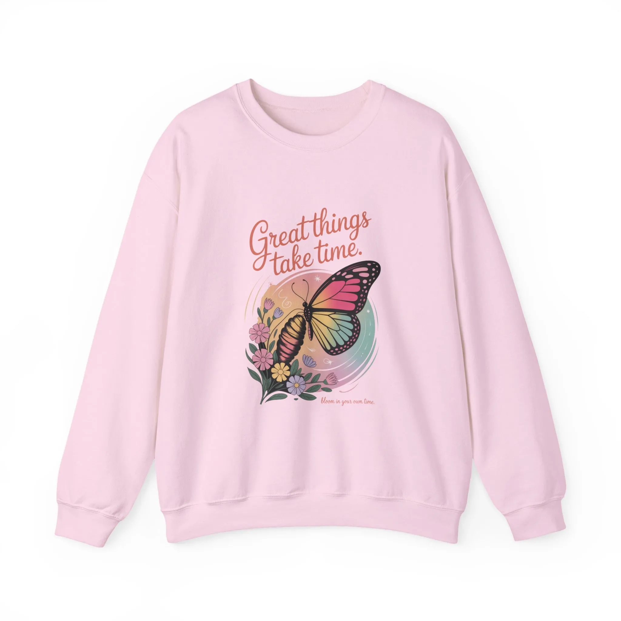 Inspirational Butterfly Sweatshirt - Great Things Take Time, Cozy Unisex Crewneck, Perfect Gift for Nature Lovers, Relaxed Style, [...] - Image 25