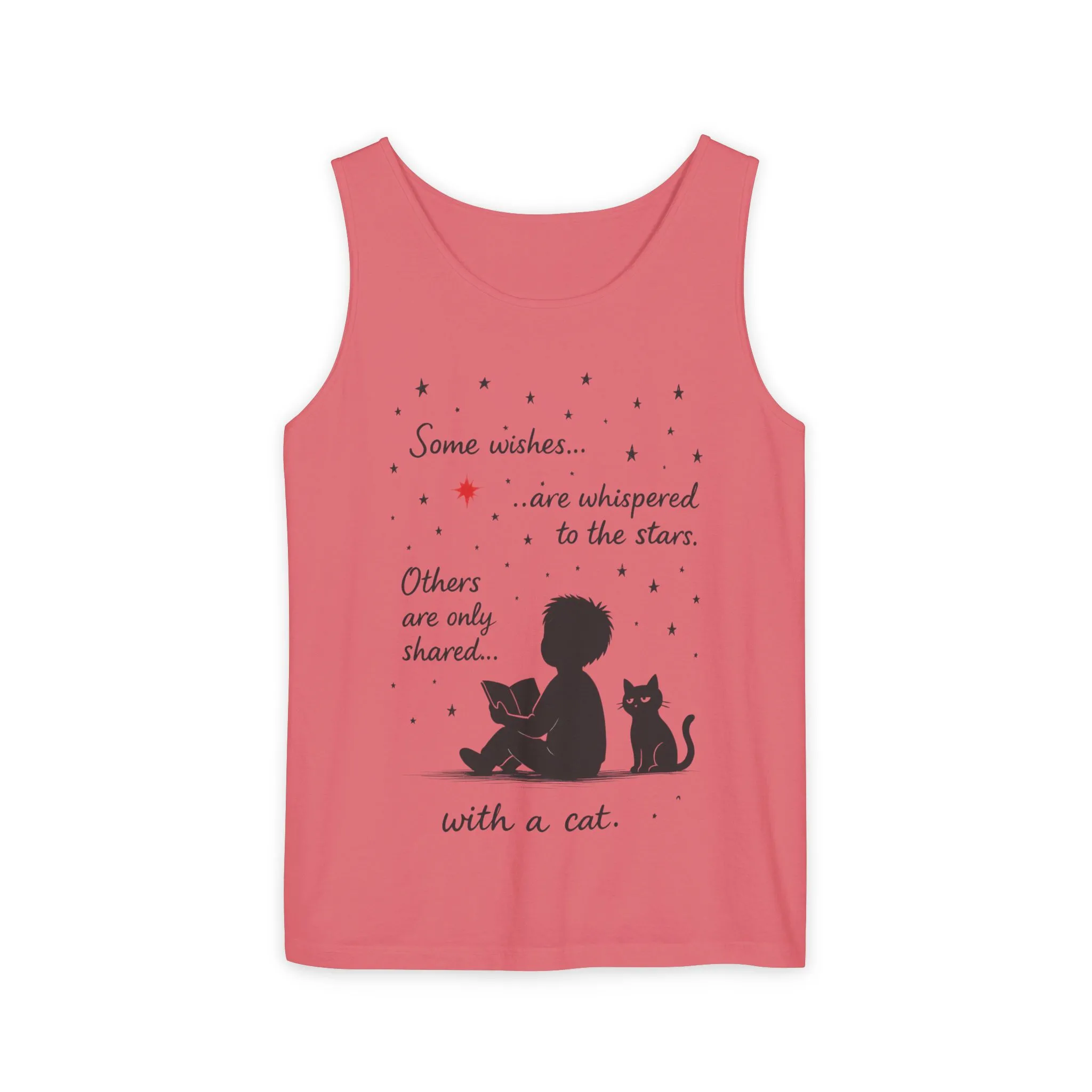 Whimsical Cat Lover's Tank Top, Inspirational Quote Top, Womens Garment-Dyed Summer Shirt, Gifts for Cat Moms, Casual Wear, Pet [...] - Image 2