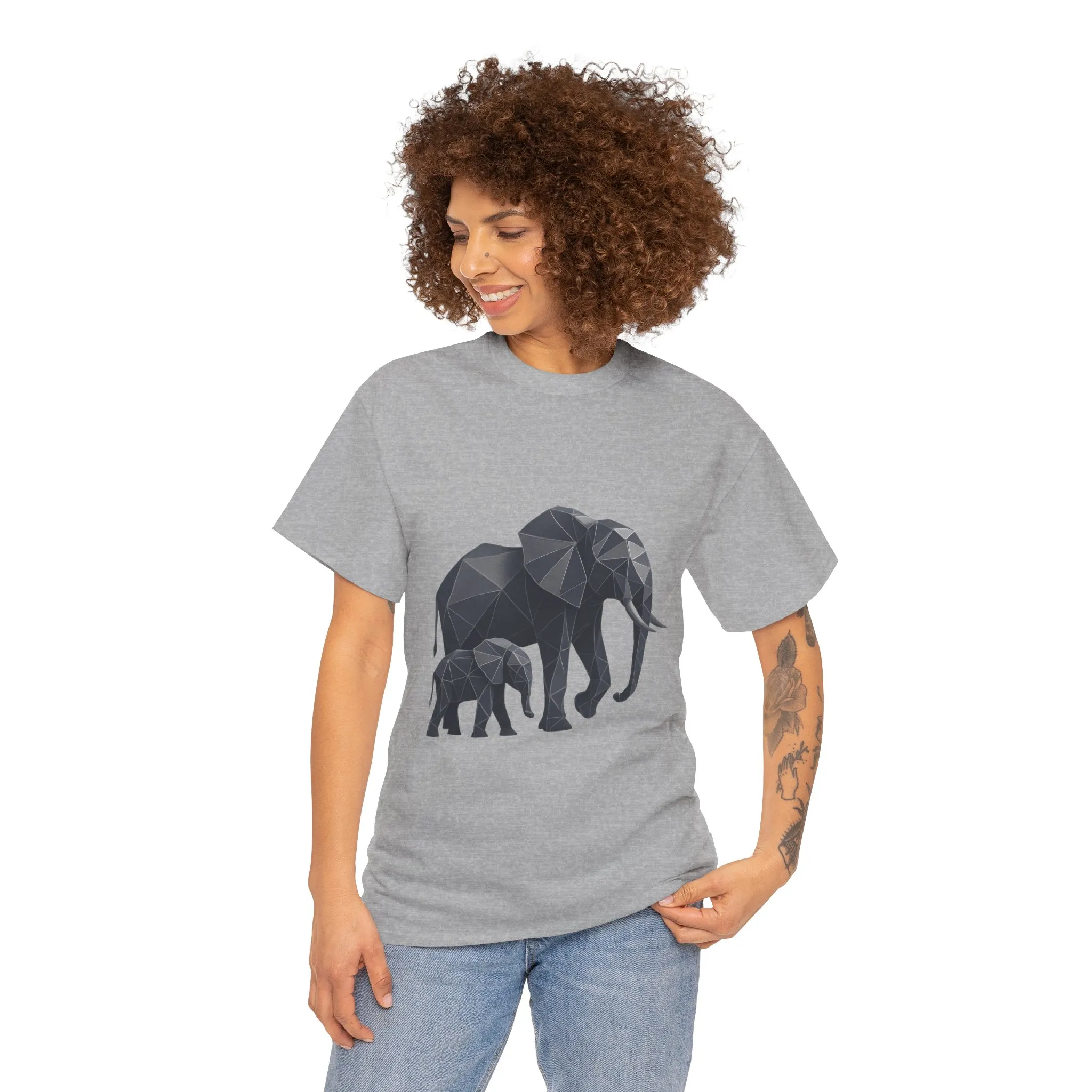 Geometric Elephant Tee - Minimalist Art Shirt, Nature Lover Gift, Animal Print T-Shirt, Unisex Cotton Tee, Eco-Friendly Wear - Image 11