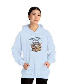Socially Exhausted Cat Hoodie - Cozy Sweatshirt for Cat Lovers, Funny Gift, Casual Wear, Unique Animal Apparel, Perfect for Relaxing Days