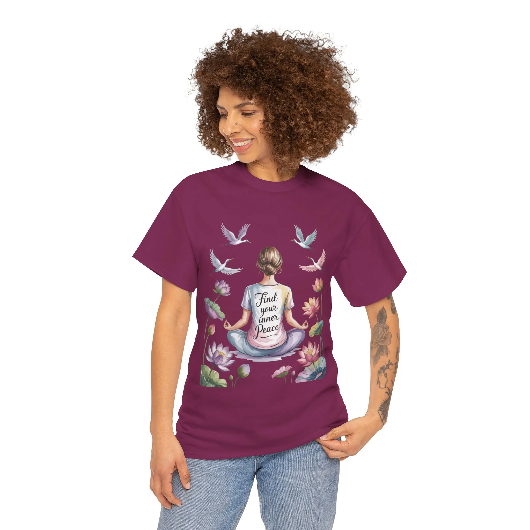 Find Your Inner Peace Womens Heavy Cotton Tee, Motivational Shirt, Meditation Apparel, Relaxation Gift, Casual Wear, Mindfulness Tee - Image 29