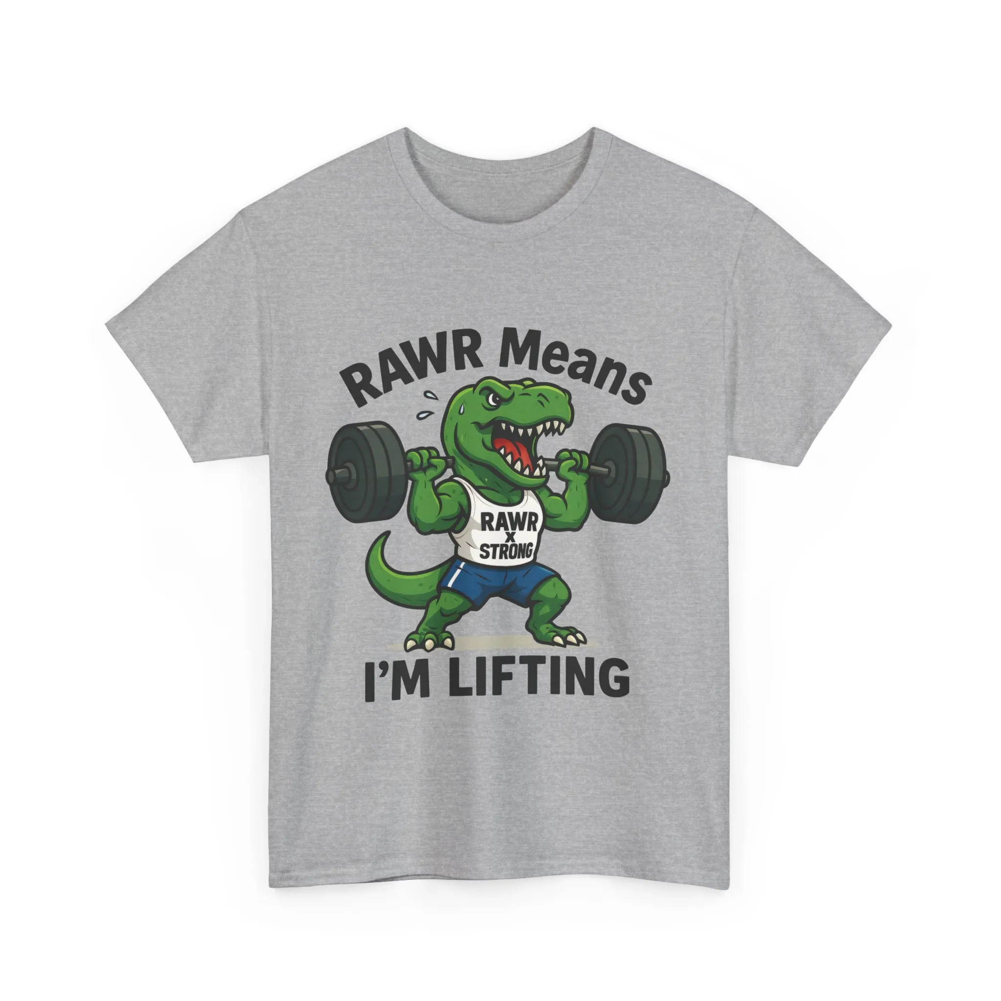 RAWR Gym Shirt for Men, Funny Dinosaur Lifting Tee, Workout Dino Fitness Gift, Barbell Humor Shirt, Motivational T-Shirt, Activewear - Image 7
