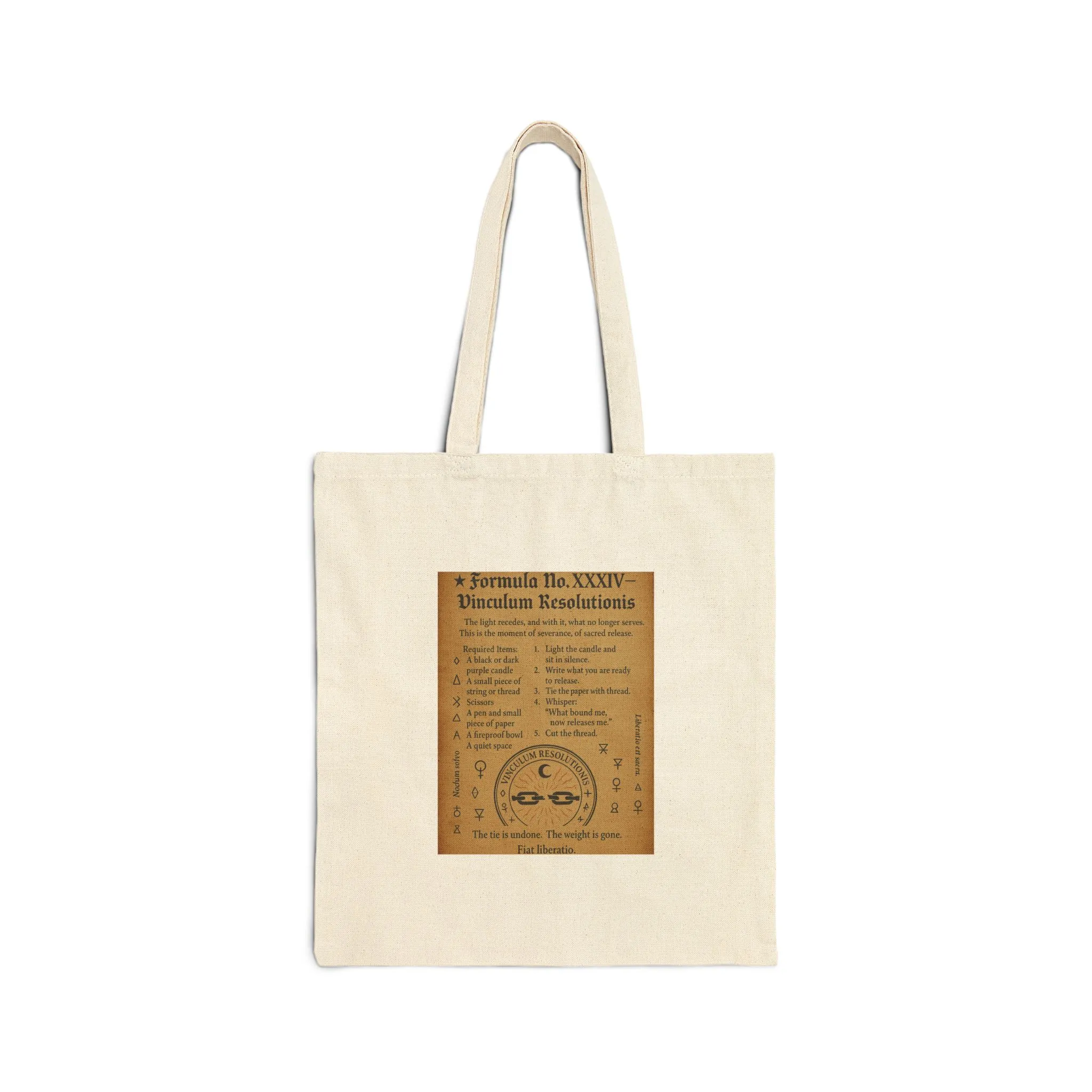 Ancient Grimoire Style Tote Bag, Last Quarter Moon Spell, Letting Go Ritual, Boho Style Tote, Natural Canvas Bag, Unique Gift - Image 2