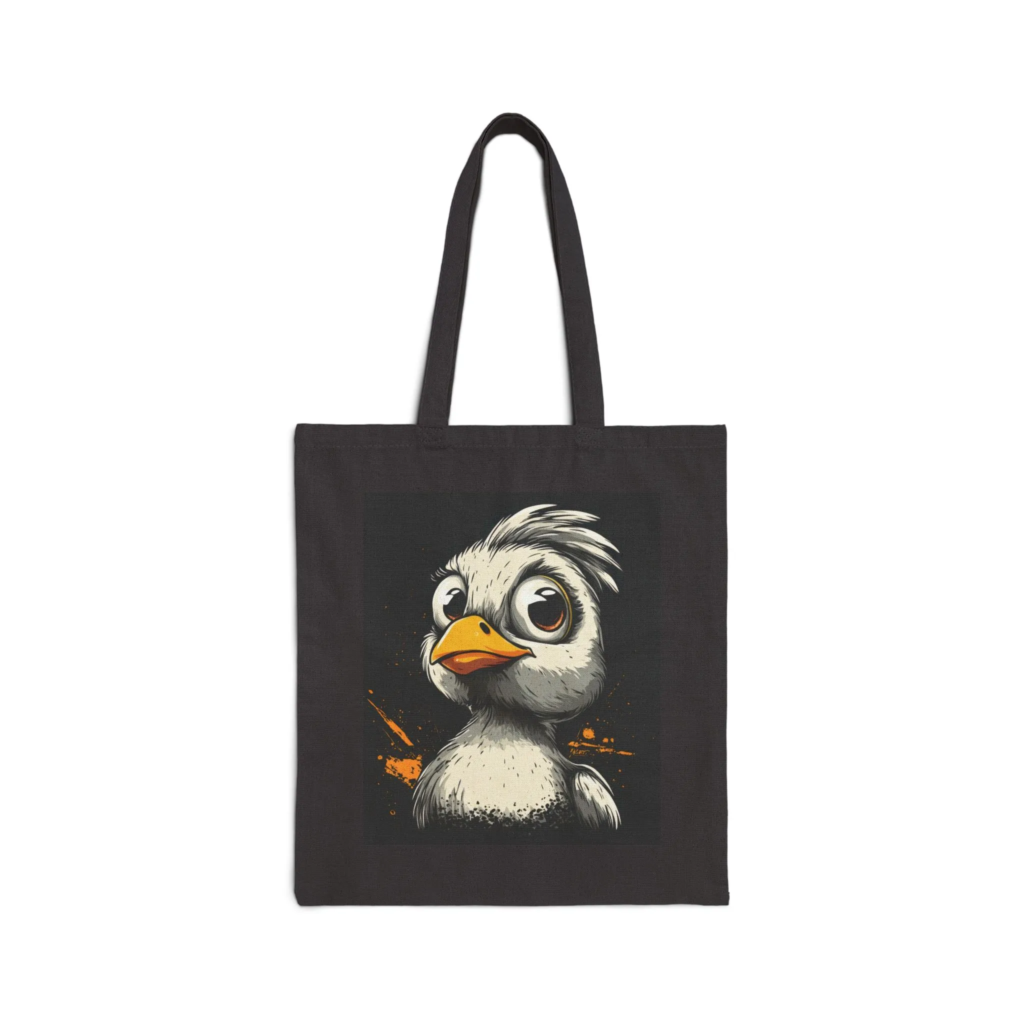 Cool Cartoon Bird Tote Bag, Funny Grumpy Duck Character Street Art Style, Bold Graphic Animal Print Canvas Bag, Cute Bird Art - Image 8