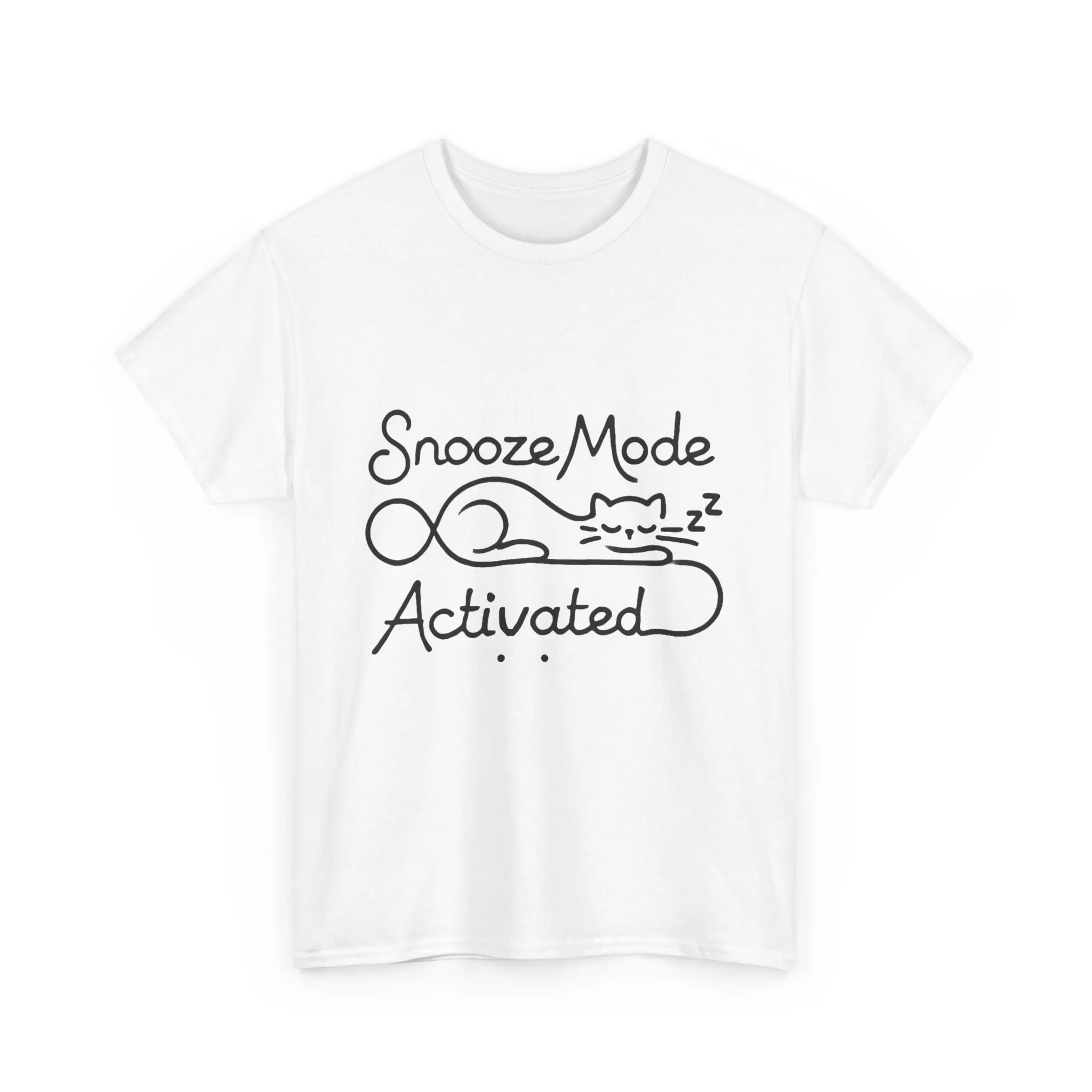 Cotton T-Shirt for Cat Lovers, Funny Sleeping Cat Tee, Lazy Mood Graphic, Women's Heavy Cotton T-Shirt Gift for Cat Lovers - Image 4