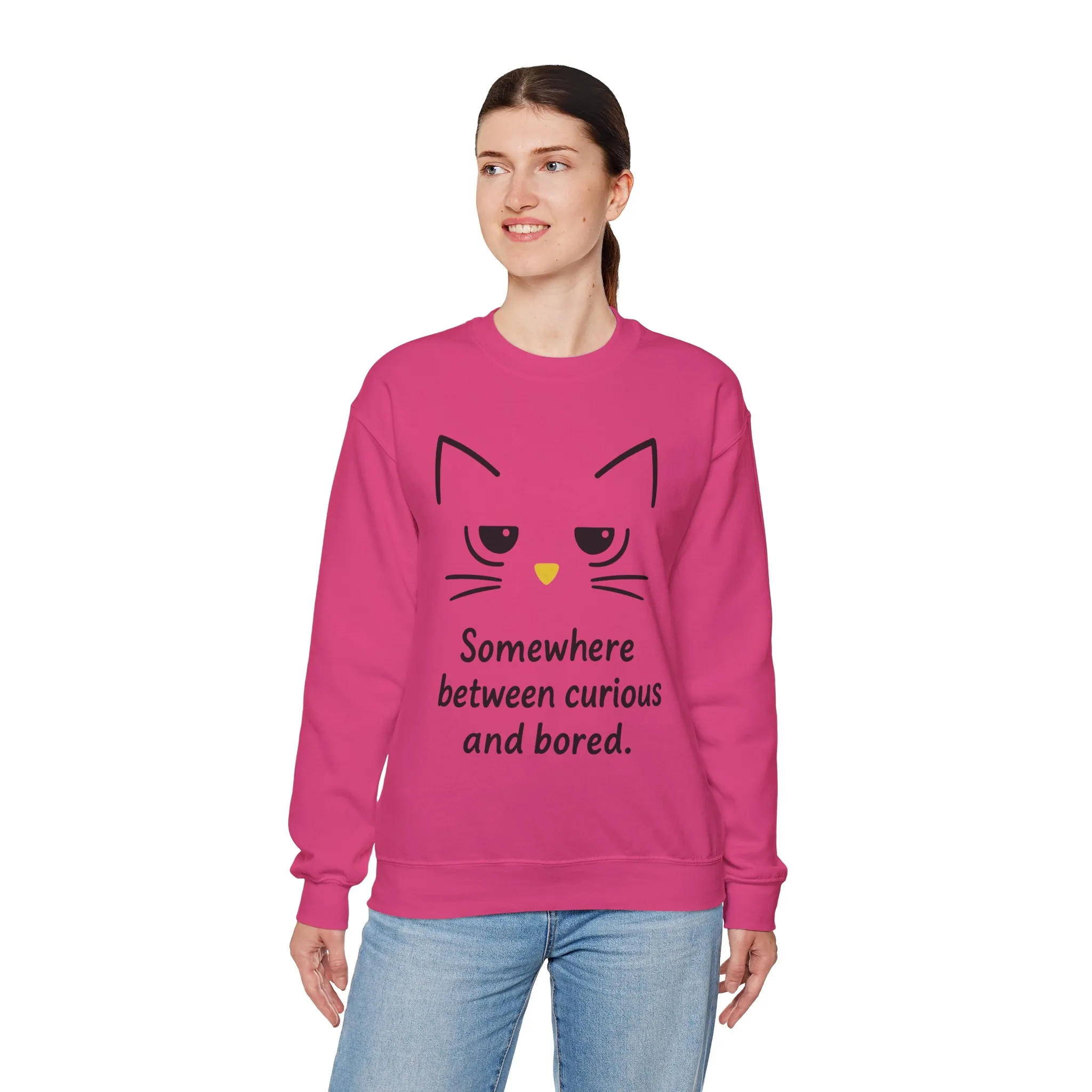 Whimsical Cat Crewneck Womens Sweatshirt, Cozy Relaxed Wear, Perfect Gift for Cat Lovers, Casual Everyday Style - Image 27