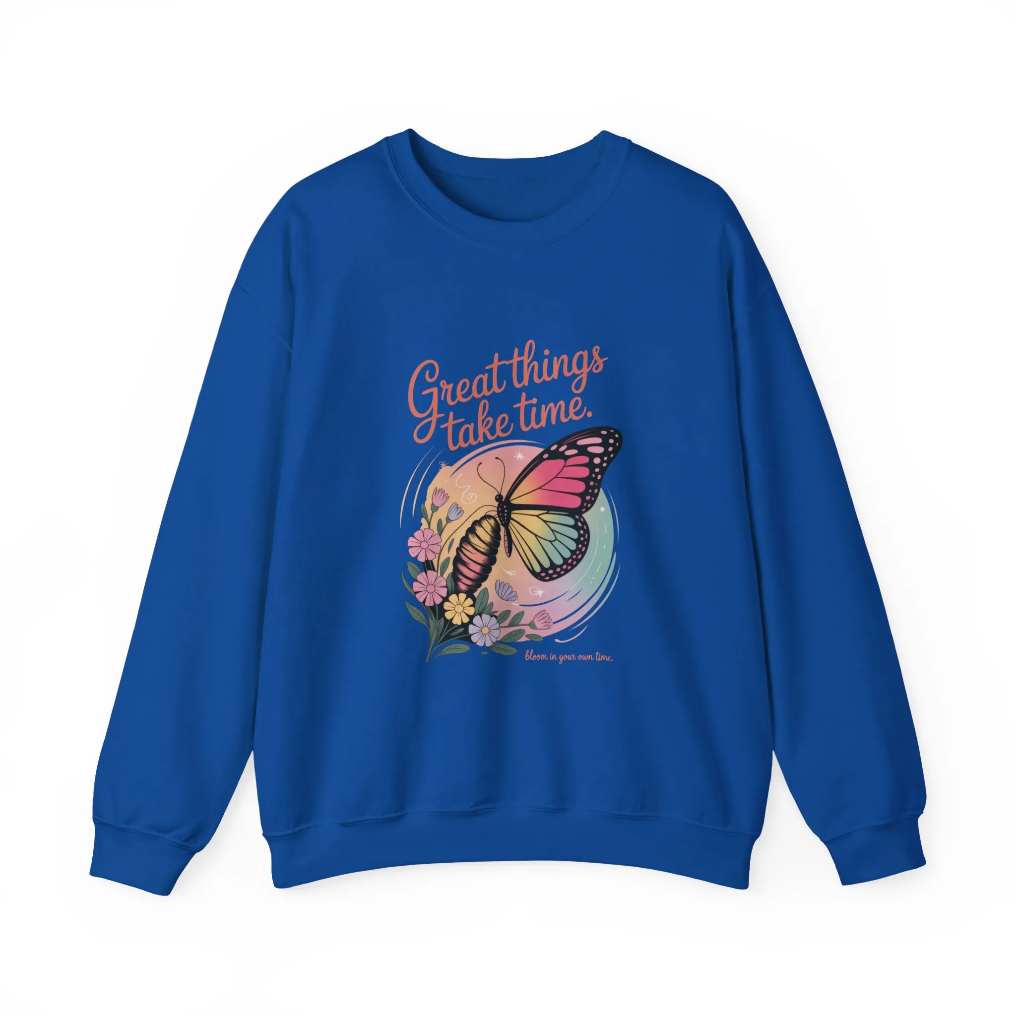 Inspirational Butterfly Sweatshirt - Great Things Take Time, Cozy Unisex Crewneck, Perfect Gift for Nature Lovers, Relaxed Style, [...] - Image 16
