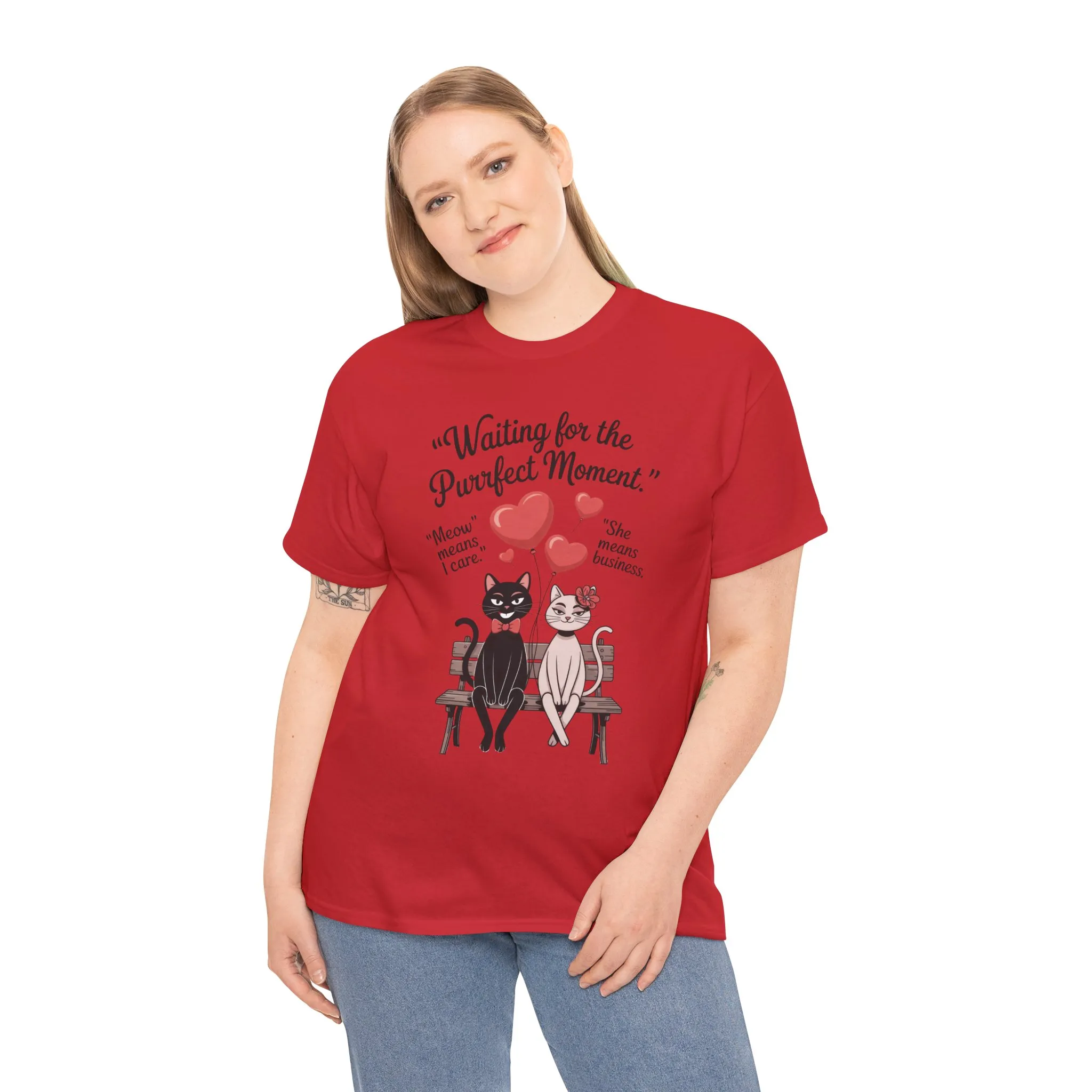 Cute Cat Lovers Tee, Unisex Heavy Cotton Tee for Pet Owners, Funny Cat Shirt, Gift for Cat Lovers, Casual T-Shirt, Animal Art Tee - Image 30