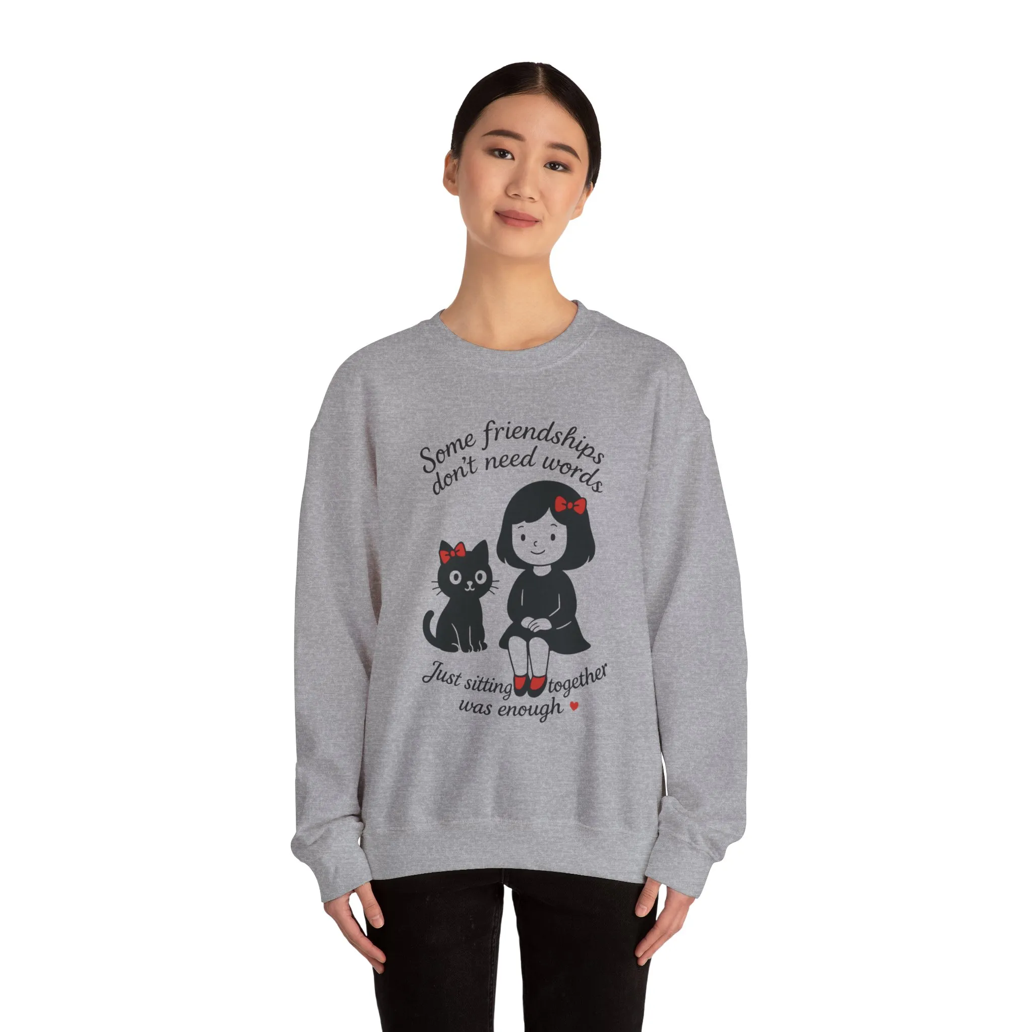 Friendship Womens Sweatshirt - Cozy Womens Crewneck with Cute Cat Design, Perfect Gift for Cat Lovers, Friendship Day, Casual Wear - Image 14
