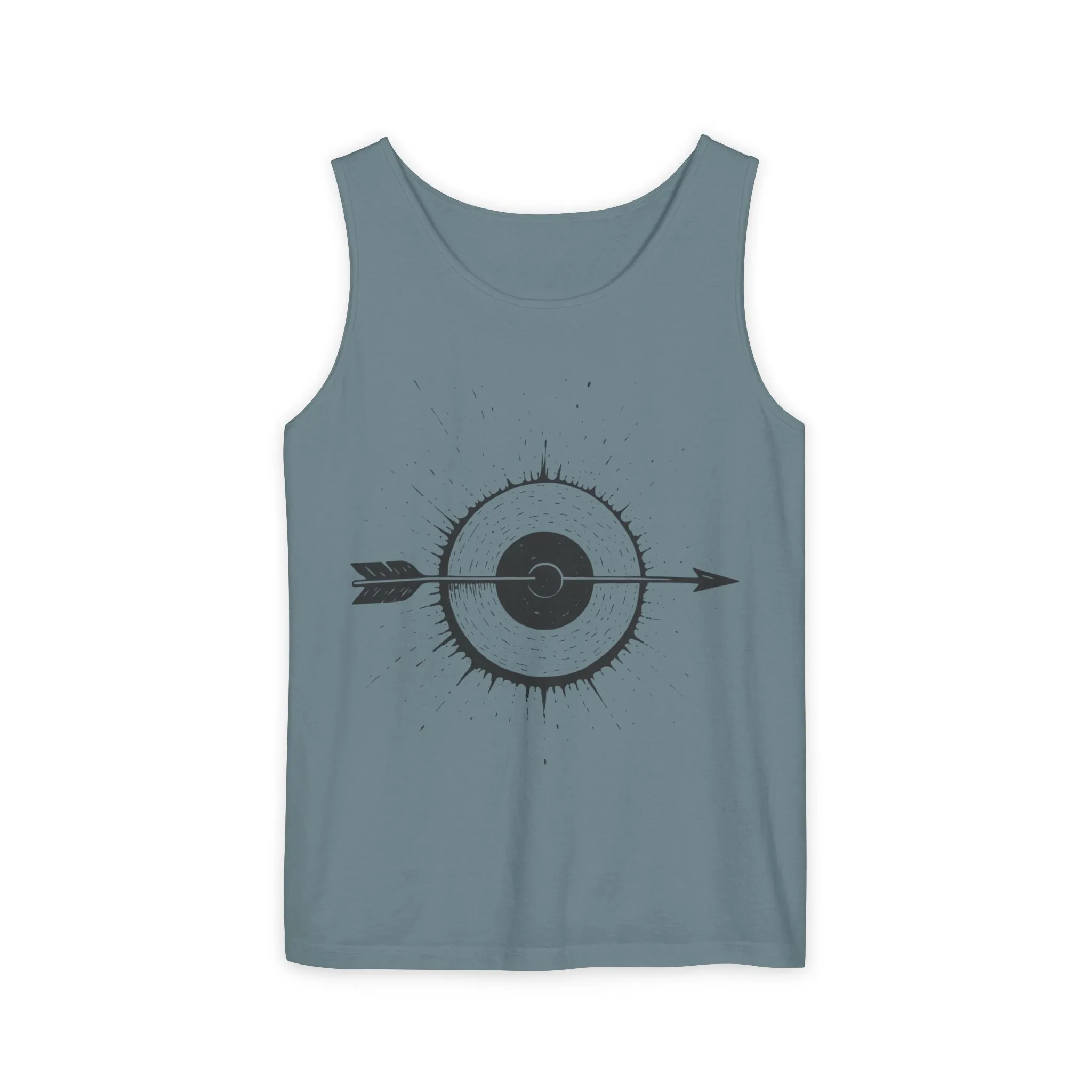 Mens Garment-Dyed Tank Top with Target Arrow Design, Casual Wear, Summer Essentials, Gym Wear, Gifts for Archery Lovers - Image 25