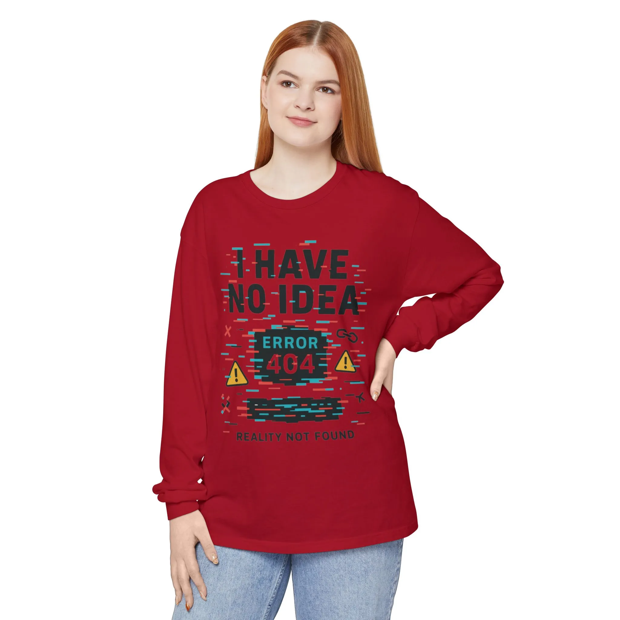 Unisex Long Sleeve T-Shirt, Funny Error 404 Graphic Tee, Internet Humor, Geeky Apparel, Quirky Humor Shirt, Gift for Tech Lovers - Image 25