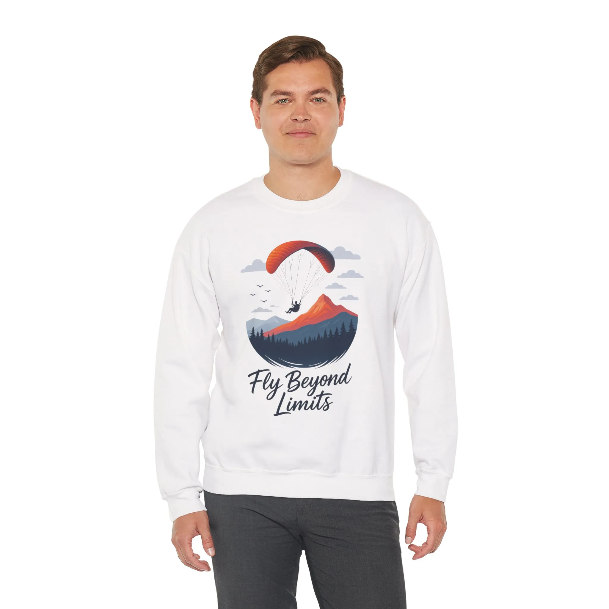 Adventure Inspiration Crewneck Sweatshirt - Fly Beyond Limits, Cozy Outdoor Outfit, Gift for Adventurers, Travel, Motivation Apparel - Image 9