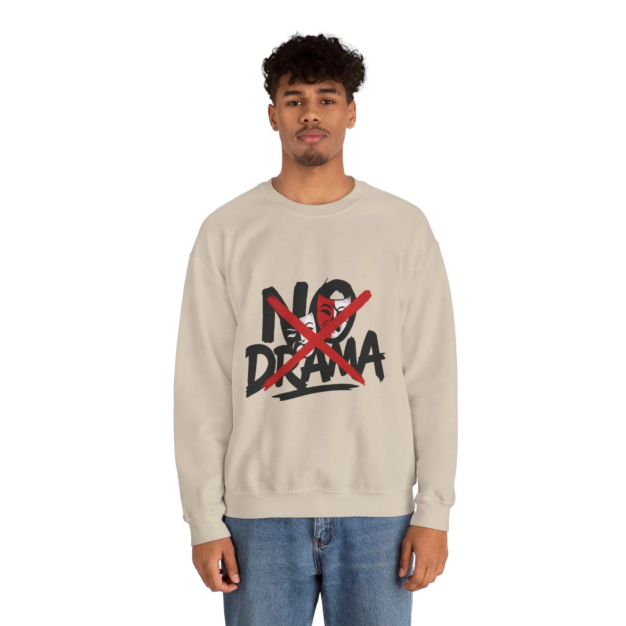 No Drama Mens Crewneck Sweatshirt, Casual Everyday Wear, Gift for Friends, Relaxed Vibes, Comfortable Fashion - Image 29