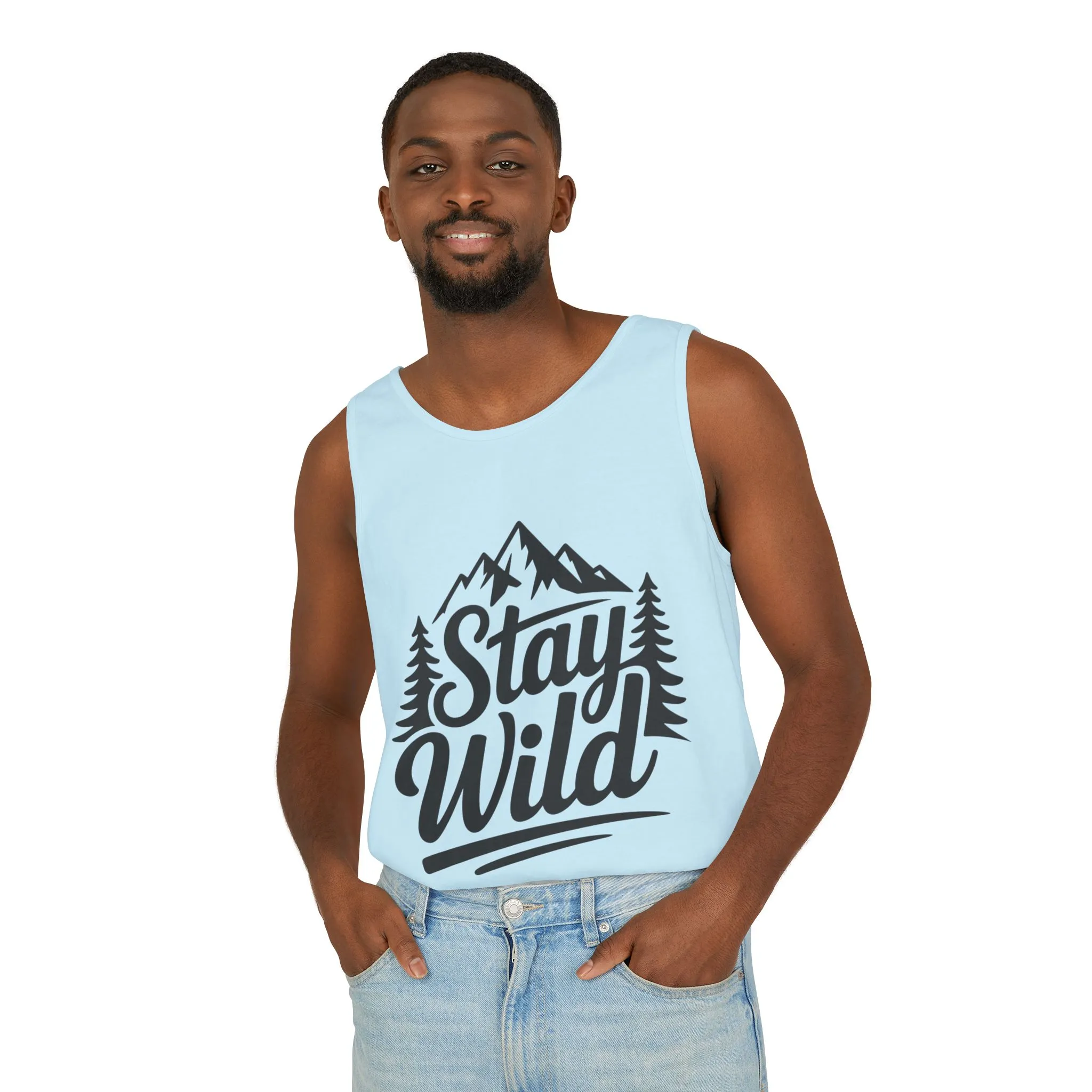 Stay Wild Garment-Dyed Mens Tank Top, Boho Summer Top, Adventure Shirt, Nature Lover Apparel, Gift for Hikers, Outdoor Clothing - Image 42