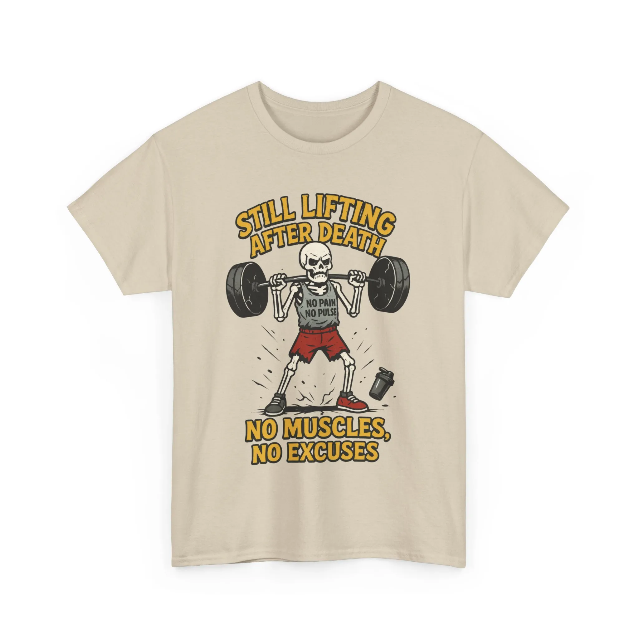 Funny Skeleton Gym T-Shirt, Still Lifting After Death, Funny Workout Shirt for Men, Fitness Gift, Halloween Apparel, Unisex Cotton Tee - Image 4