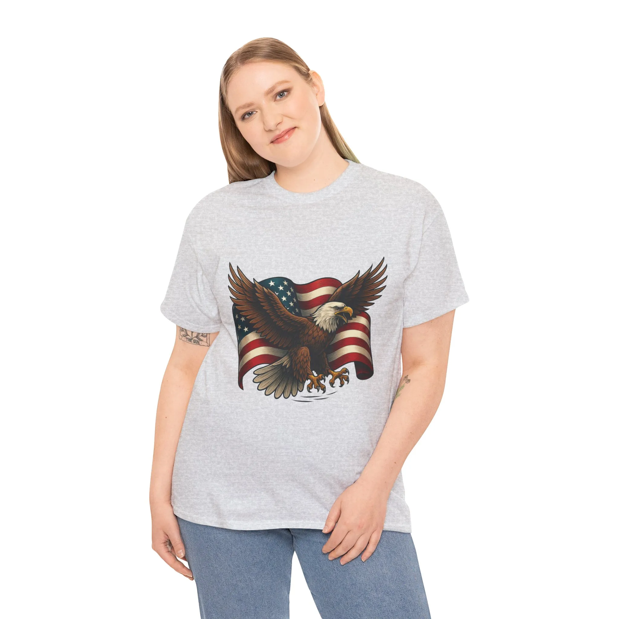American Eagle Graphic Tee, Patriotic T-Shirt, Fourth of July Apparel, Eagle Love Shirt, Unisex Heavy Cotton Tee - Image 9