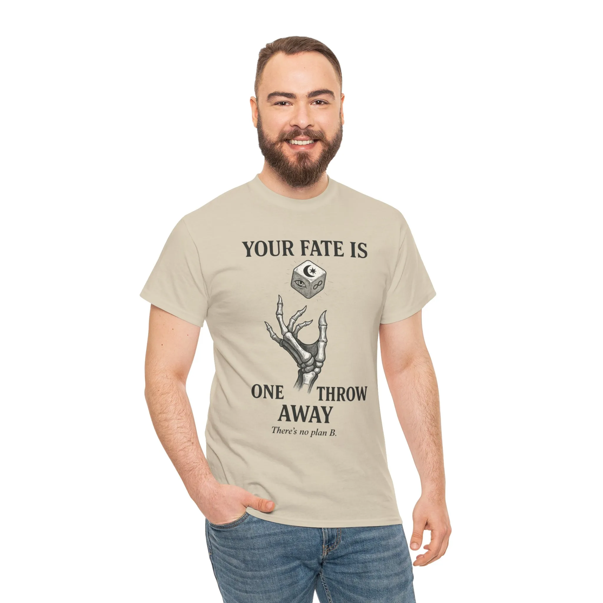 Your Fate Mens Heavy Cotton Tee, Skeleton Dice Graphic T-Shirt, Trendy Gift for Gamers, Gambling Tee, Unique Quote Apparel - Image 9