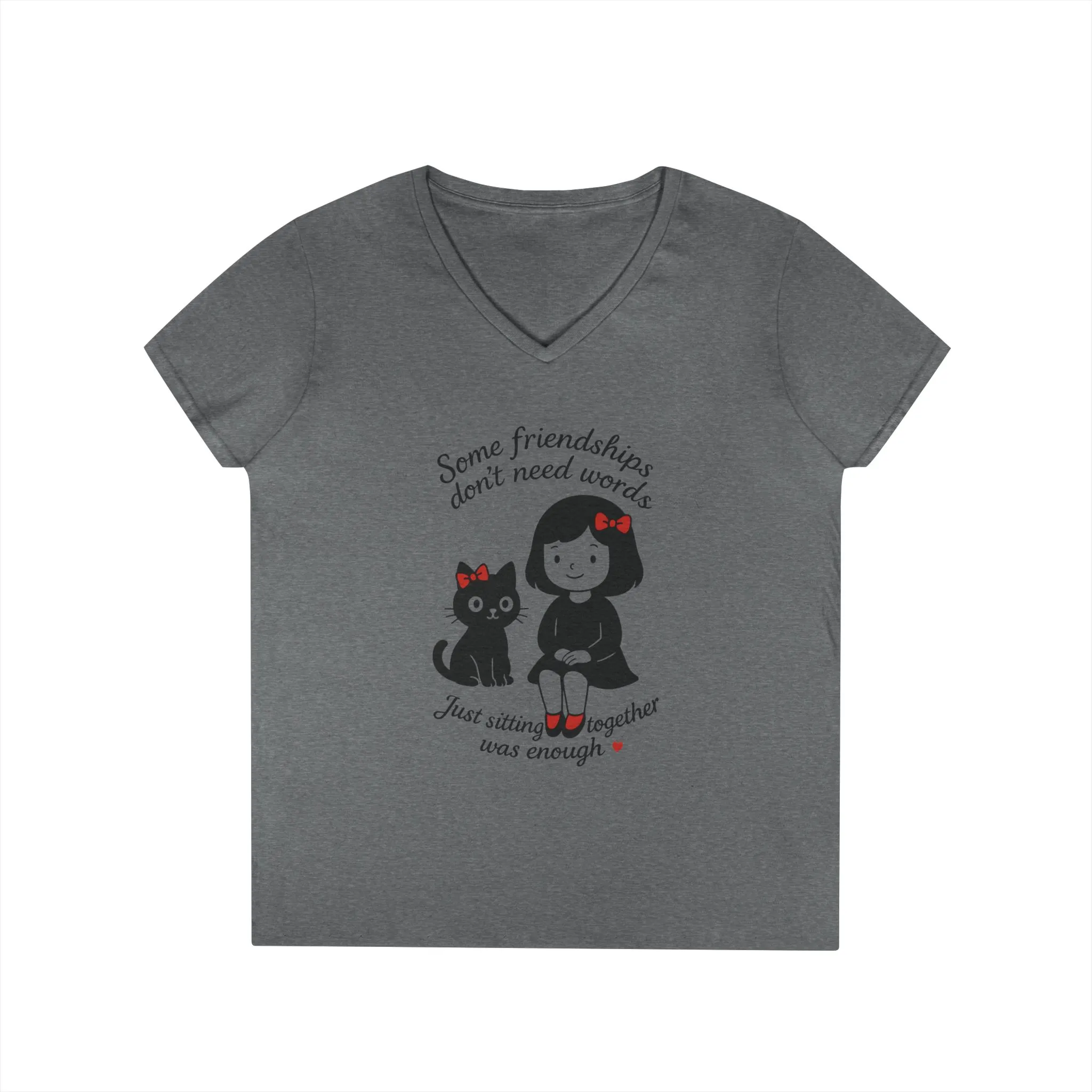 Cat Lover Girls' V-Neck T-Shirt, Gift for Birthday, Cat Lover T-Shirt, Cat Mom Gift - Image 7