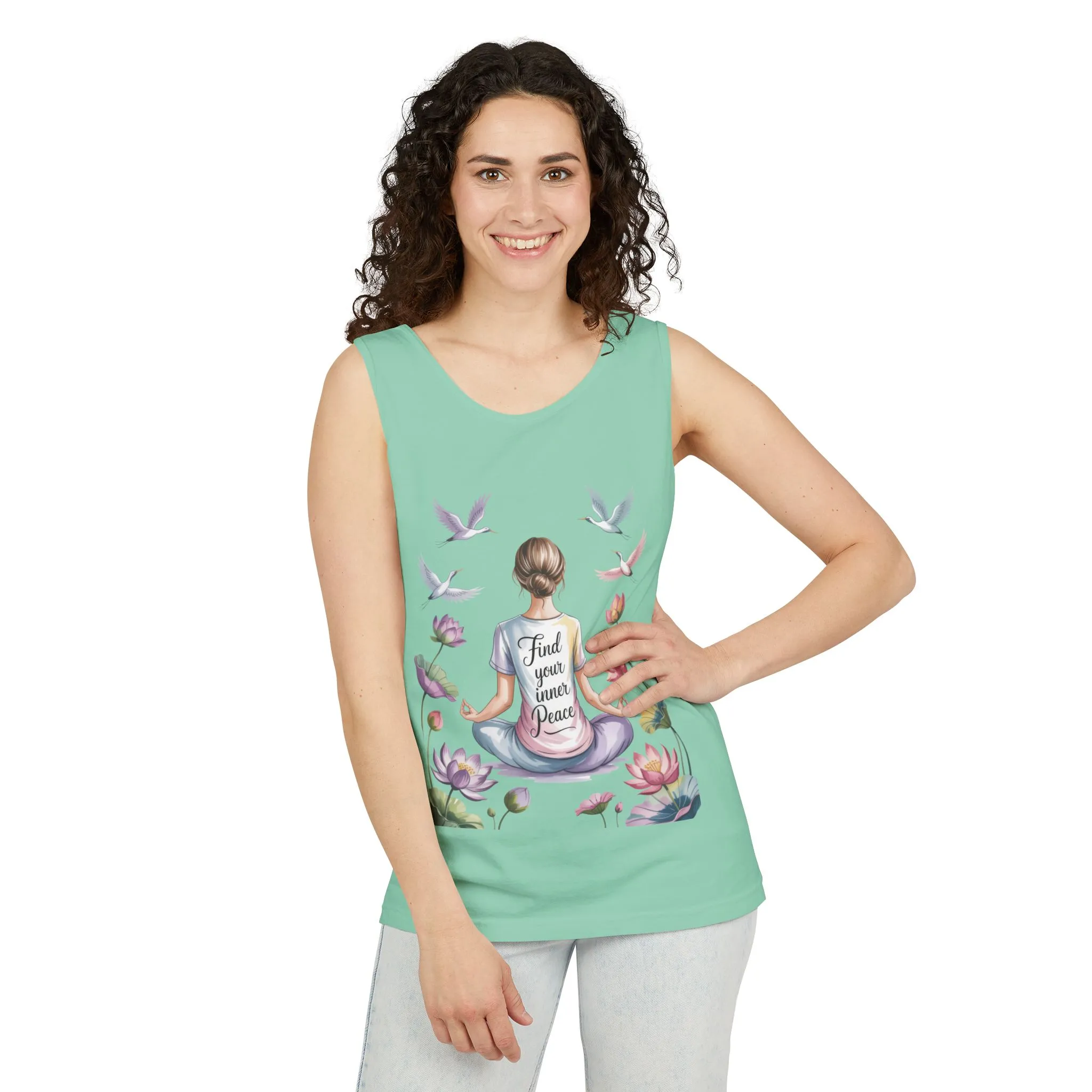 Meditation Floral Womens Tank Top, Find Your Inner Peace, Yoga Apparel, Gift for Mindfulness, Summer Relaxed Wear - Image 29