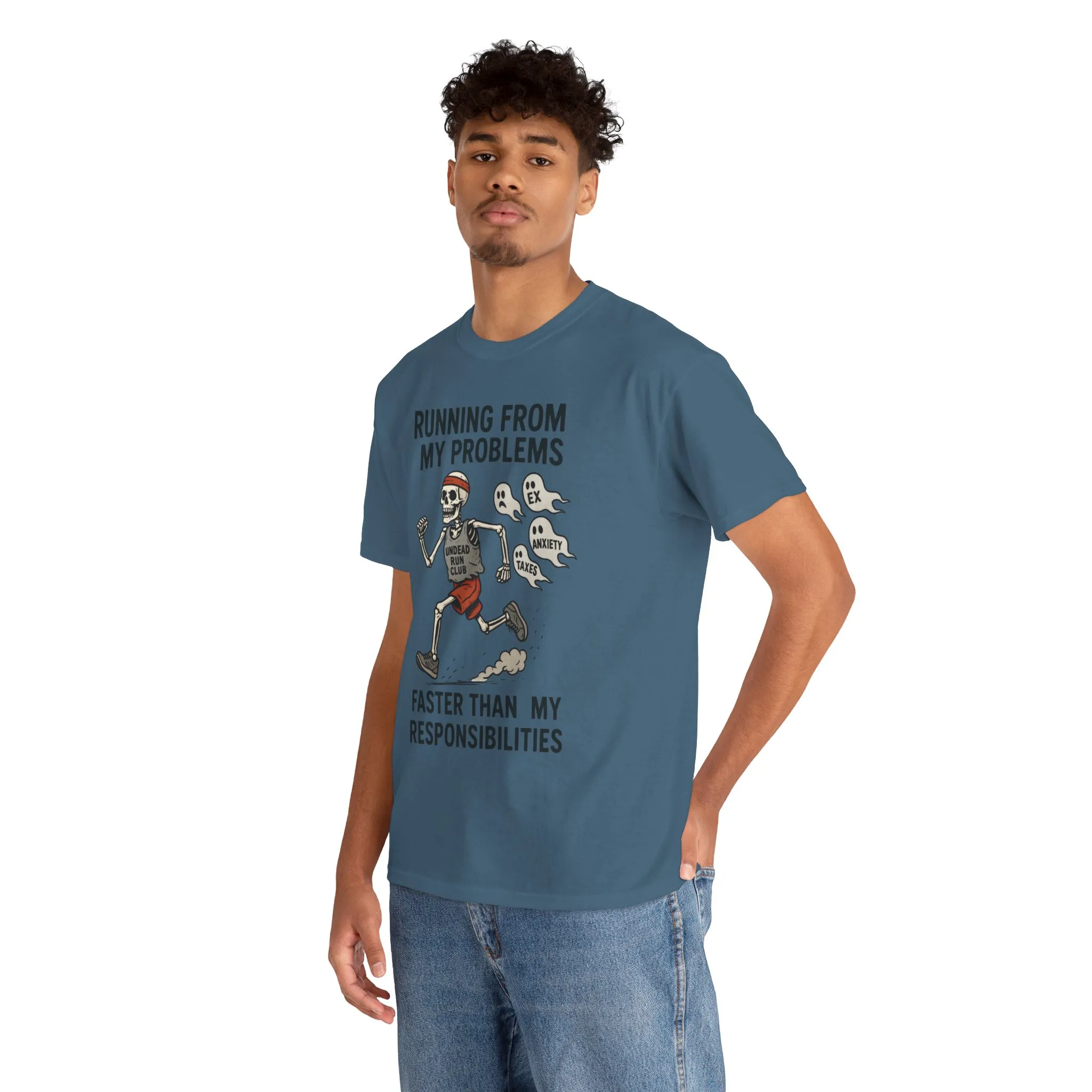 Skeleton Runner Tee for Men, Undead Jogging Club Shirt, Halloween T-Shirt, Gift for Runners, Anxiety Humor Gift - Image 18