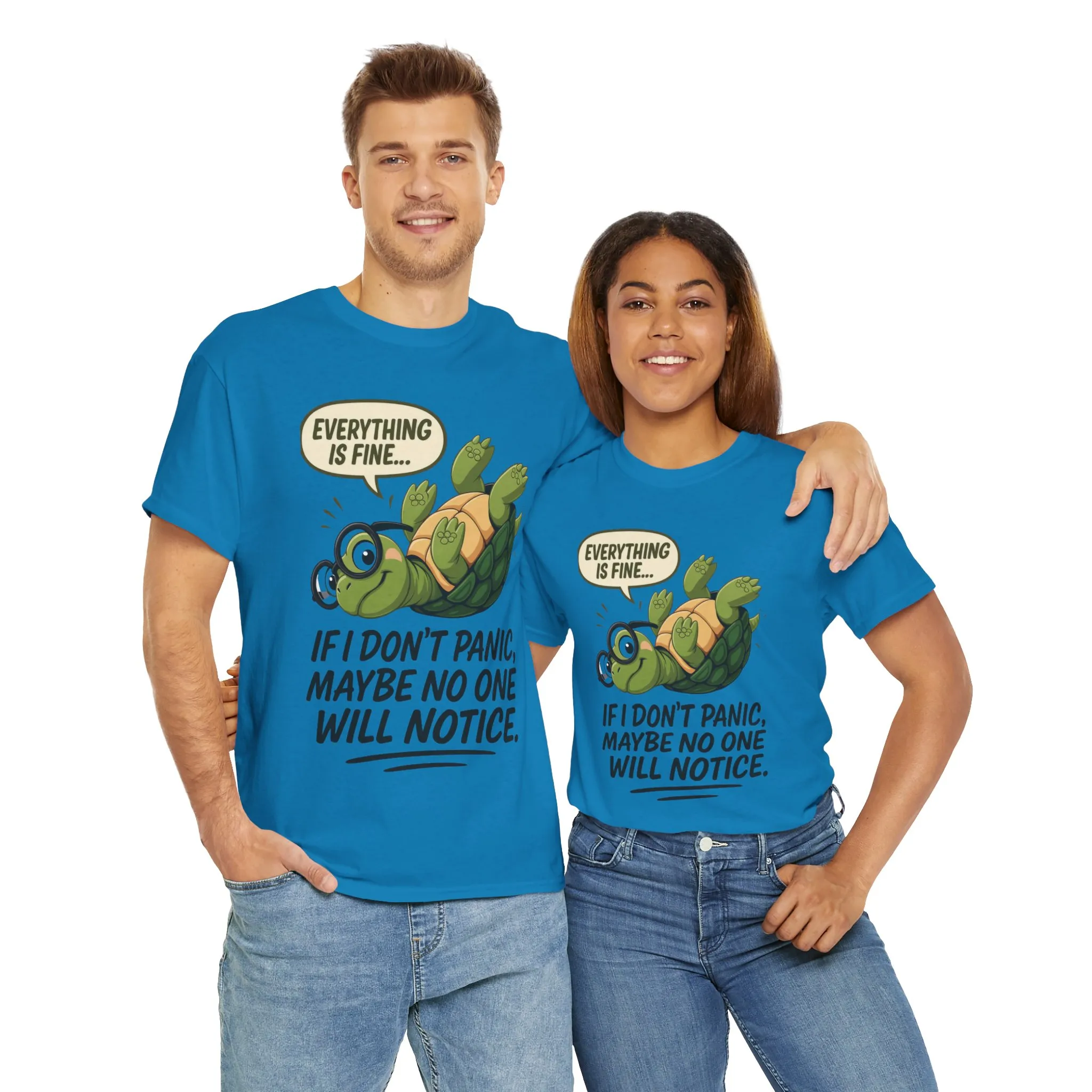 Everything is Fine Turtle Tee, Funny Unisex Cotton Tee, Cute Animal Shirt, Social Anxiety Joke, Great for Humor, Positive message t-shirt - Image 35