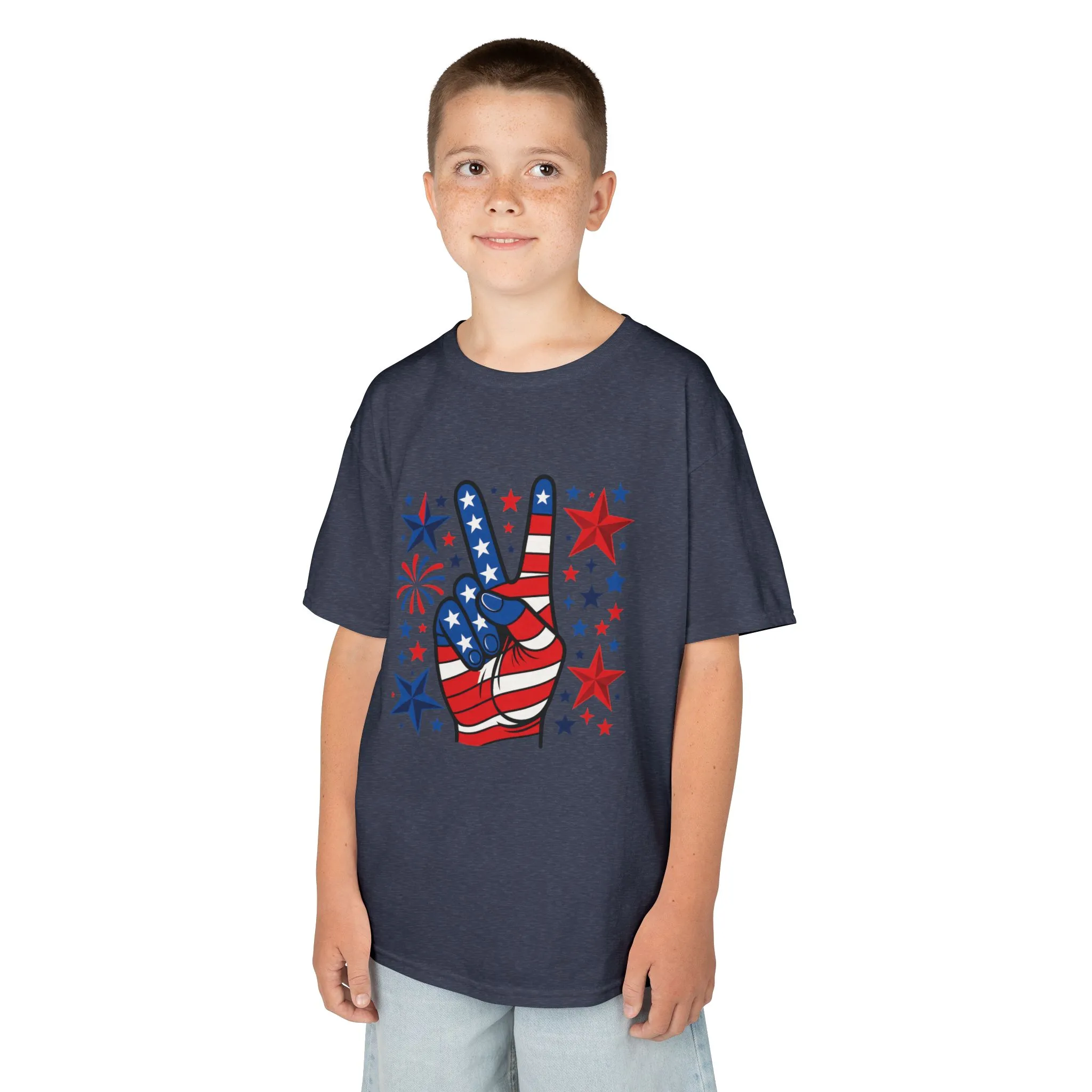 Kids Peace Sign Tee, Patriotic Children's T-Shirt, Americana Style Tee, July 4th Outfit, Independence Day Gift, Star-Spangled Shirt - Image 20