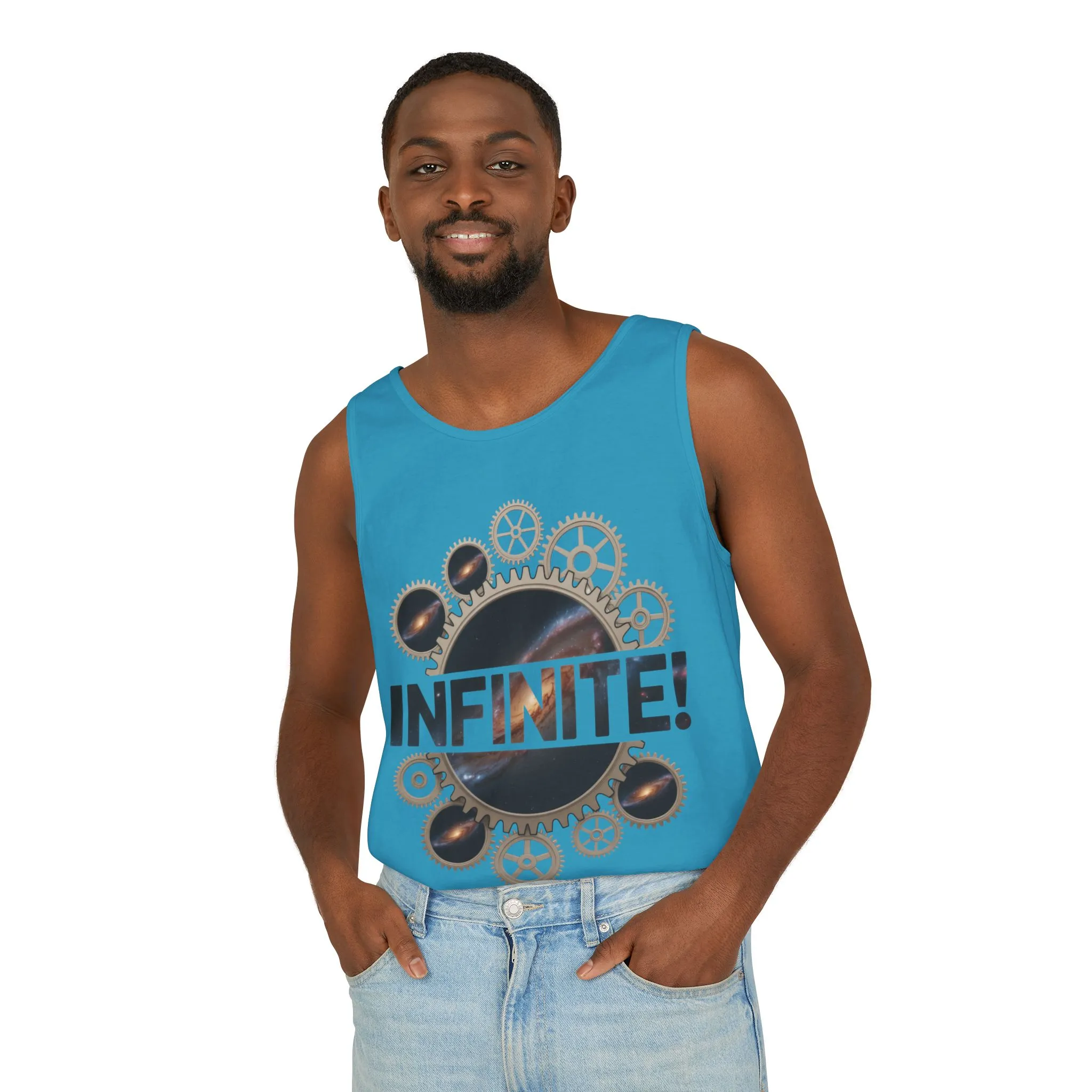 Men's INFINITE! Steampunk Space Gears T-Shirt, Cosmic Mechanical Design Tee for Sci-Fi & Engineering Lovers, Workout Shirt - Image 24