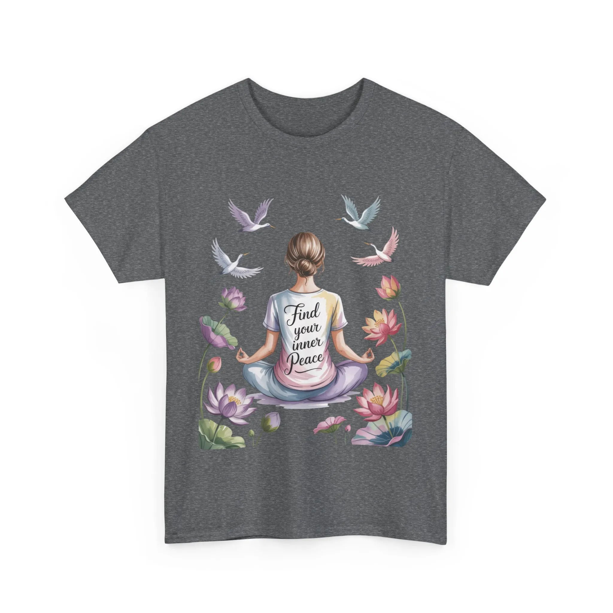 Find Your Inner Peace Womens Heavy Cotton Tee, Motivational Shirt, Meditation Apparel, Relaxation Gift, Casual Wear, Mindfulness Tee - Image 10