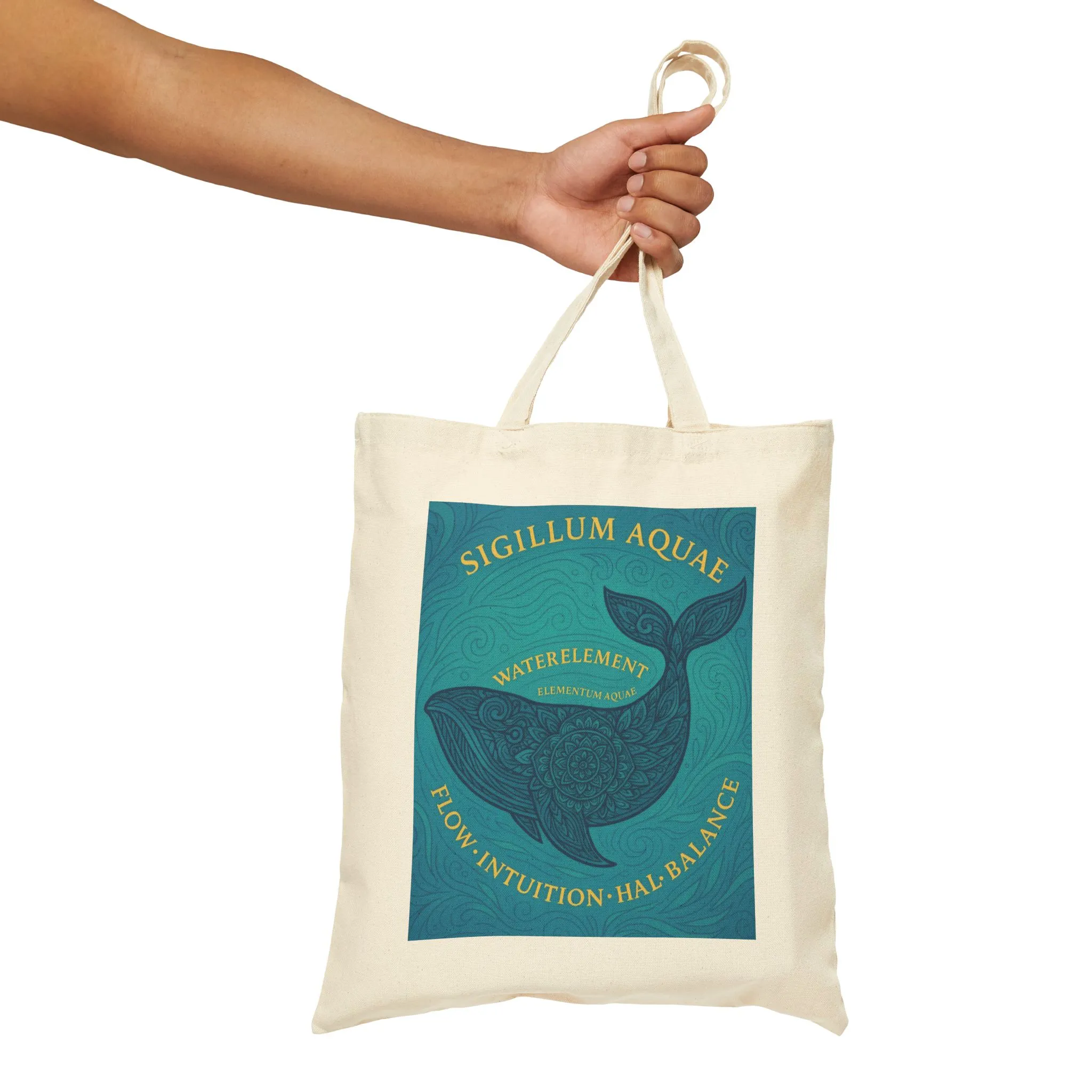 Water Element Whale Mandala Tote Bag, Sigillum Aquae – Flow, Intuition & Balance, Mystical Element Series, Mystical Journey - Image 4