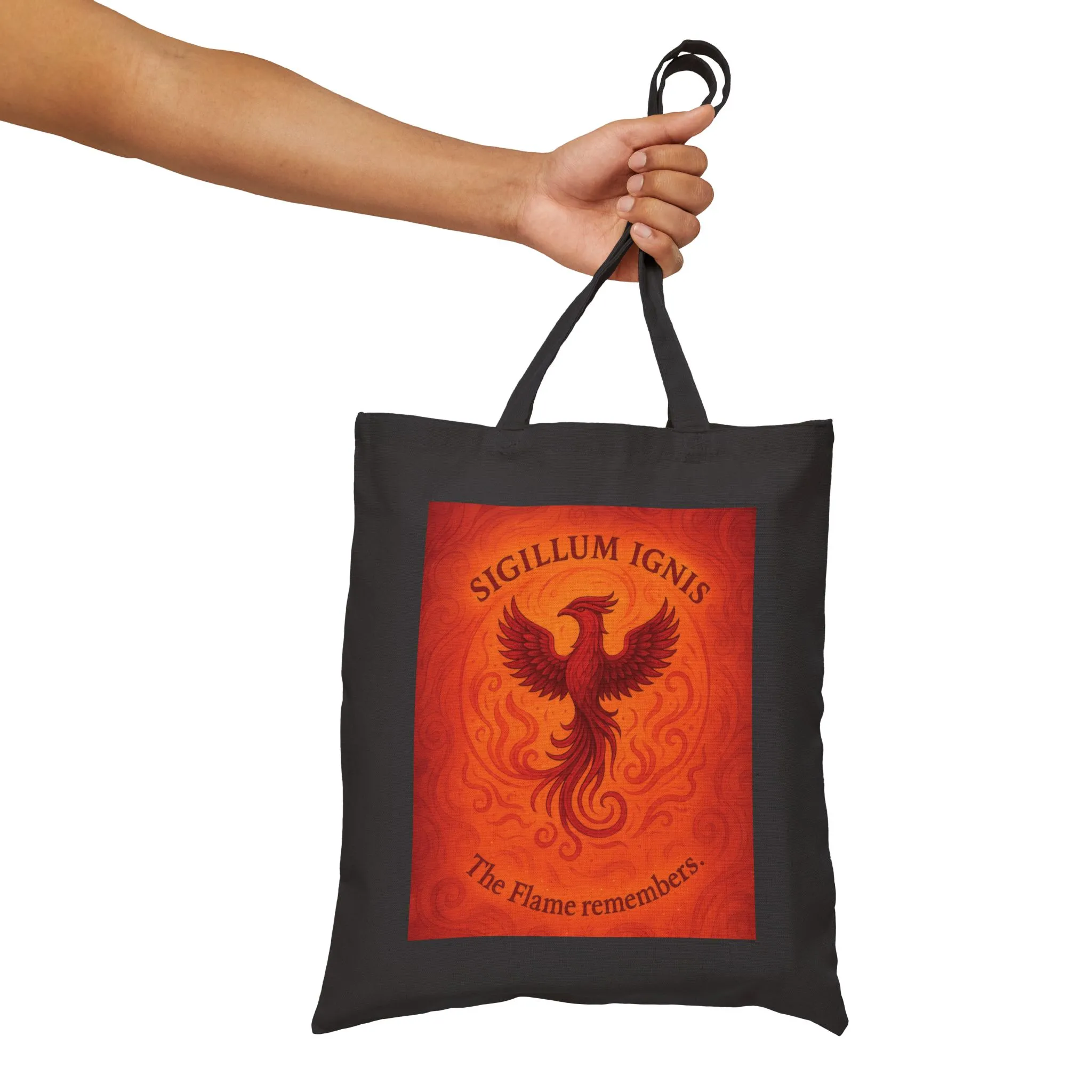 Phoenix Fire Element Tote Bag, Sigillum Ignis Mandala, “The Flame Remembers”, Four Elements Series Canvas Bag, Boho Bag - Image 4