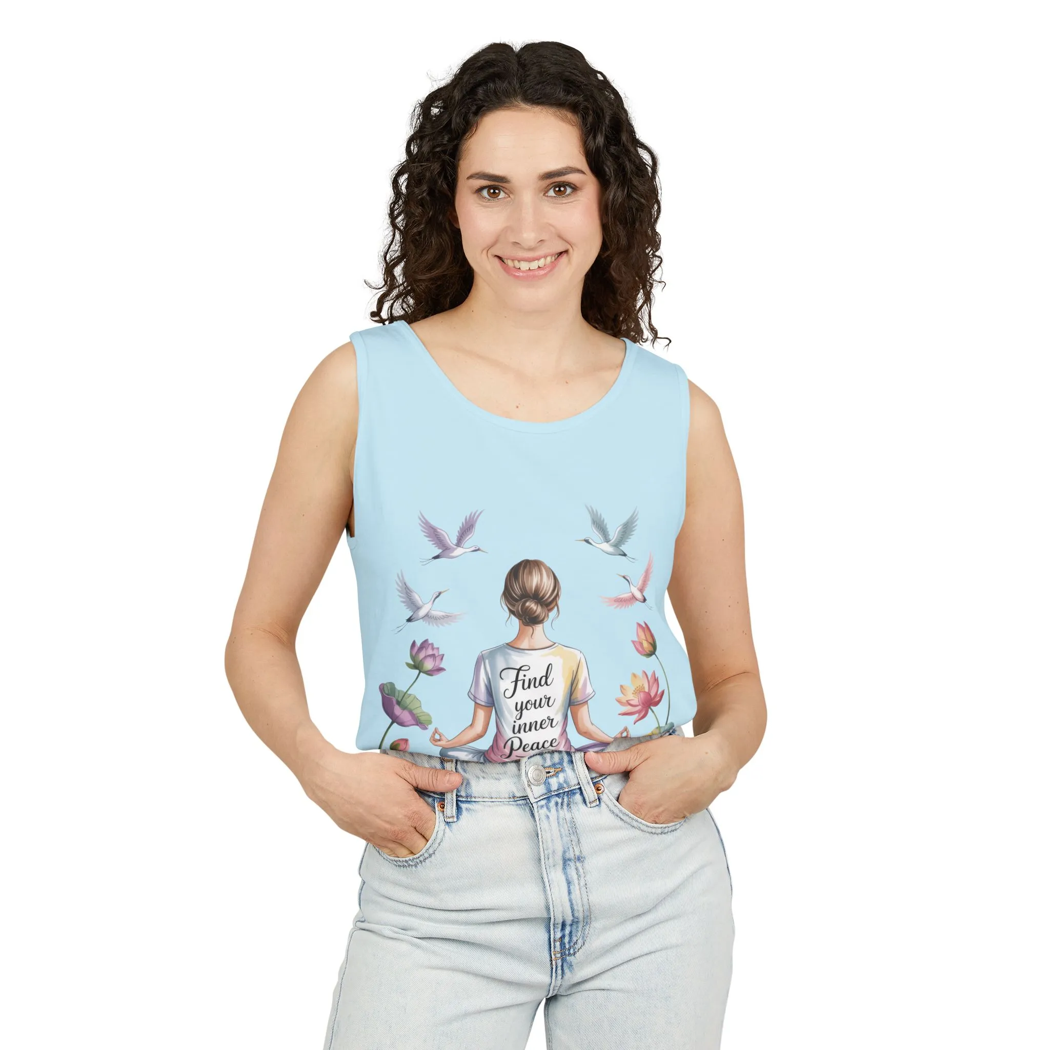 Meditation Floral Womens Tank Top, Find Your Inner Peace, Yoga Apparel, Gift for Mindfulness, Summer Relaxed Wear - Image 9