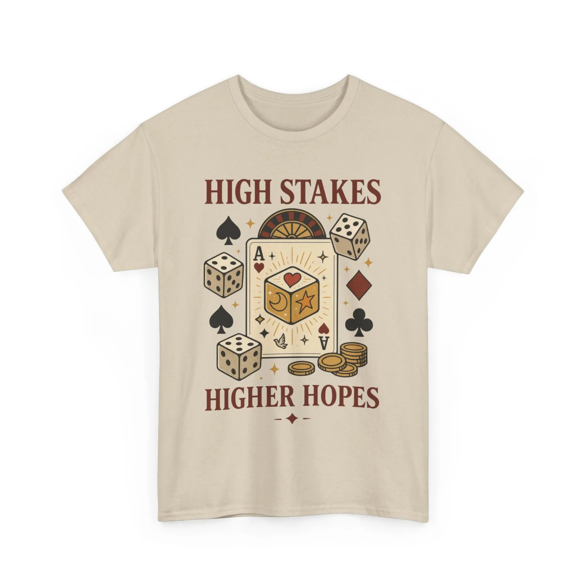 High Stakes, Higher Hopes Graphic Tee, Unisex Gambling Gift, Dice and Card Theme Shirt, Casual Wear, Game Night Apparel - Image 29