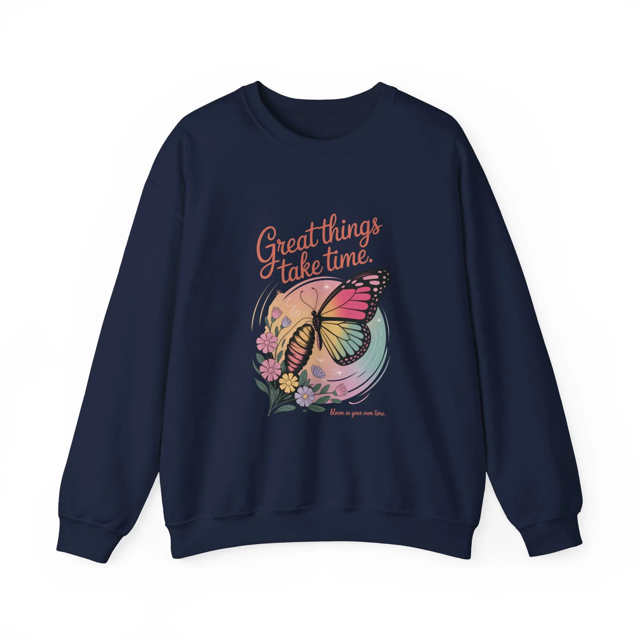 Inspirational Butterfly Sweatshirt - Great Things Take Time, Cozy Unisex Crewneck, Perfect Gift for Nature Lovers, Relaxed Style, [...] - Image 19