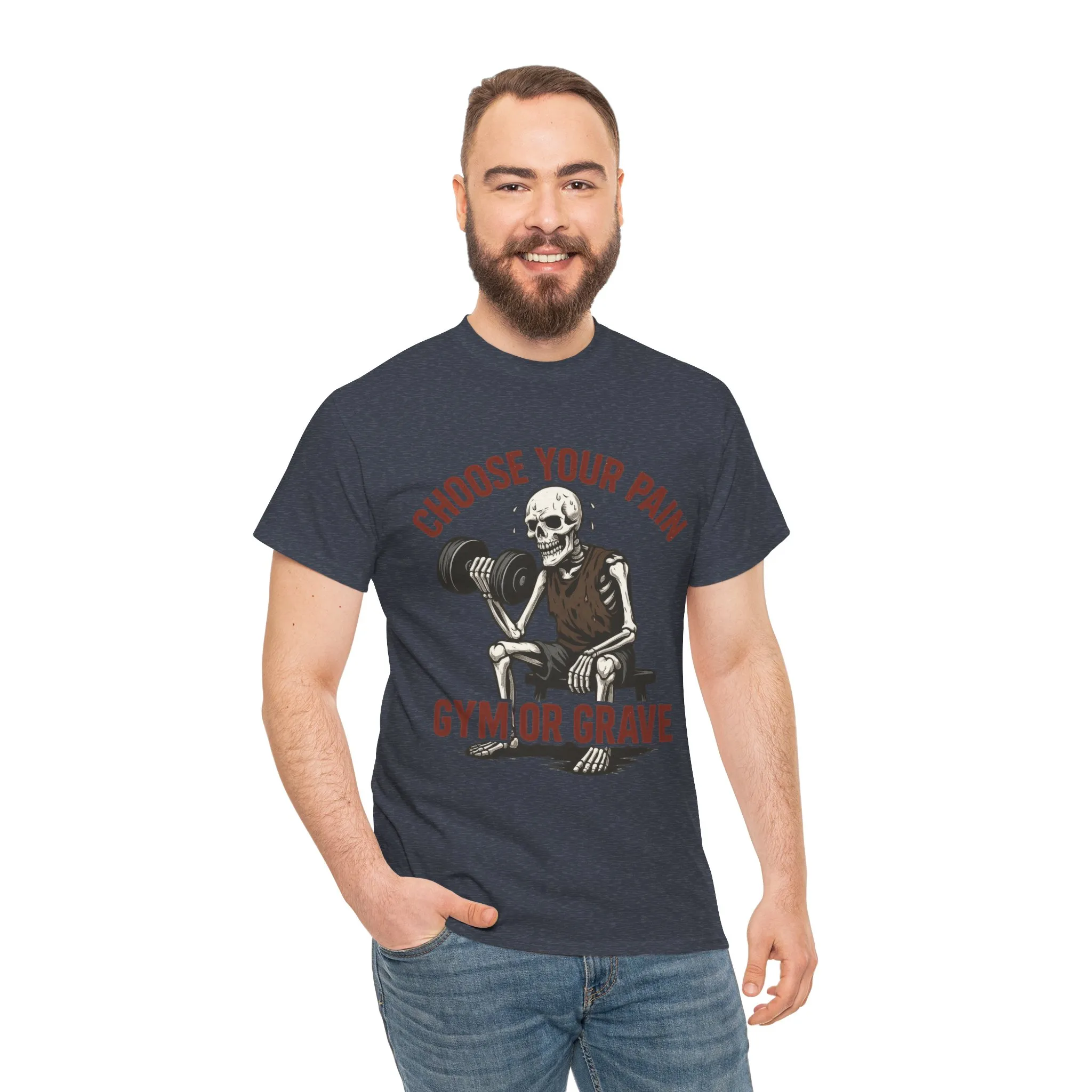 Choose Your Pain Gym Shirt, Gym or Grave Mens Tee, Funny Skeleton Workout Tee, Dark Gym Humor Gift, Halloween Gym Shirt, Motivational Tees - Image 32