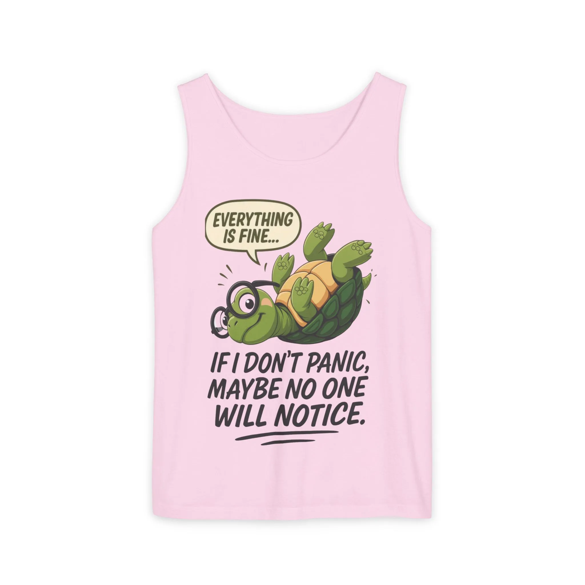 Funny Turtle Womens Tank Top, Everything is Fine, Womens Summer Apparel, Relaxed Fit, Pool Party, Beachwear, Humorous Gift - Image 2