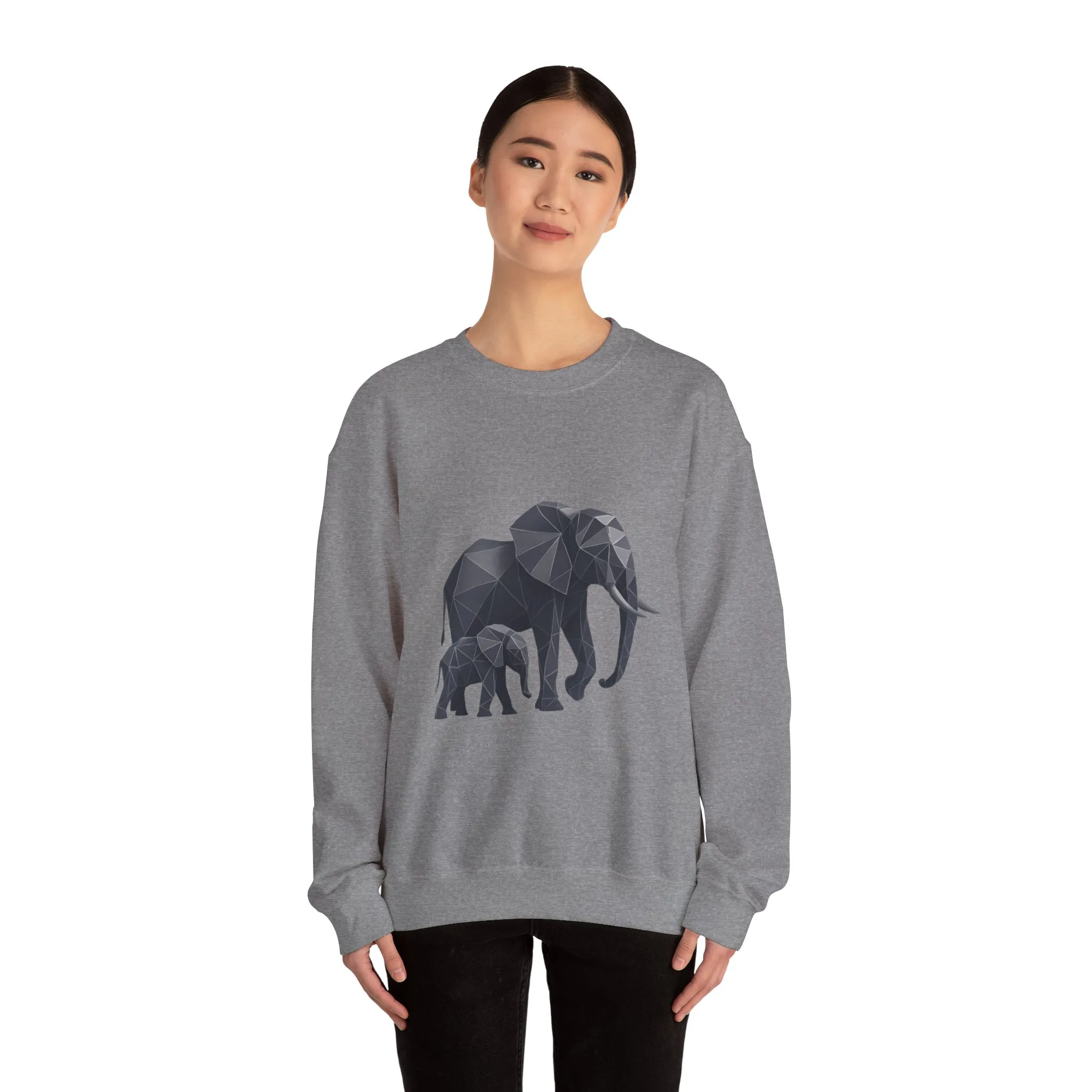 Geometric Elephant Sweatshirt, Cozy Unisex Crewneck, Animal Lover Gift, Nature Inspired Apparel, Eco-Friendly Fashion, Gift for Her - Image 14