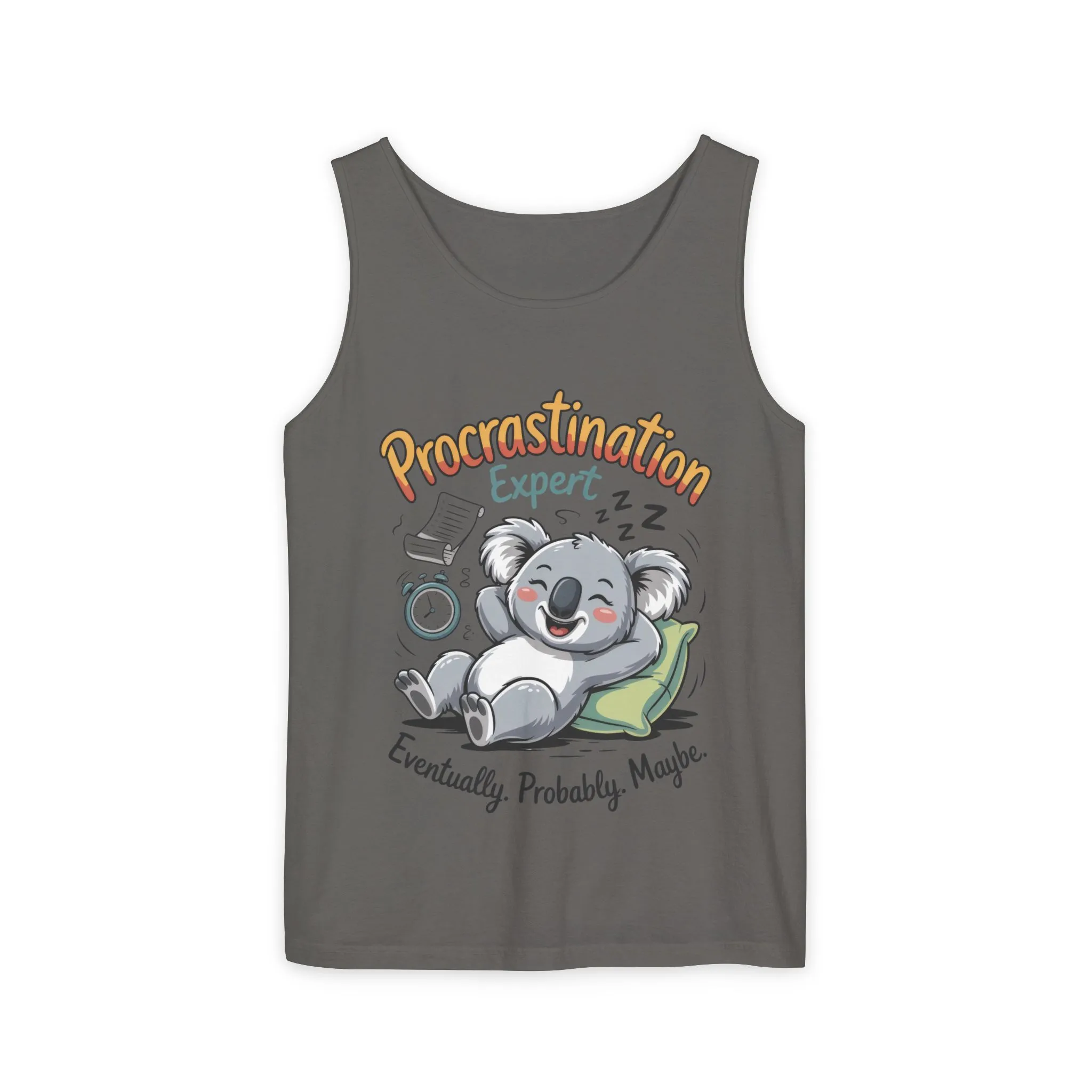 Procrastination Expert Tank Top, Funny Gift for Lazy Days, Relaxed Fit Tee, Casual Summer Wear, Koala Graphic Top, Motivational Apparel - Image 7