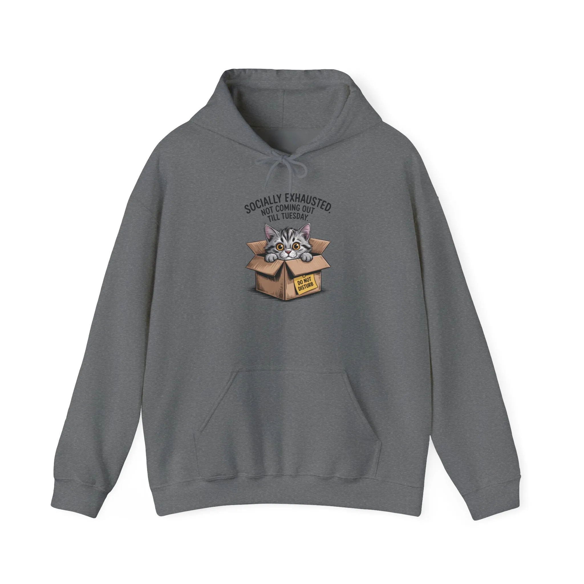Socially Exhausted Cat Hoodie - Cozy Sweatshirt for Cat Lovers, Funny Gift, Casual Wear, Unique Animal Apparel, Perfect for Relaxing Days - Image 5