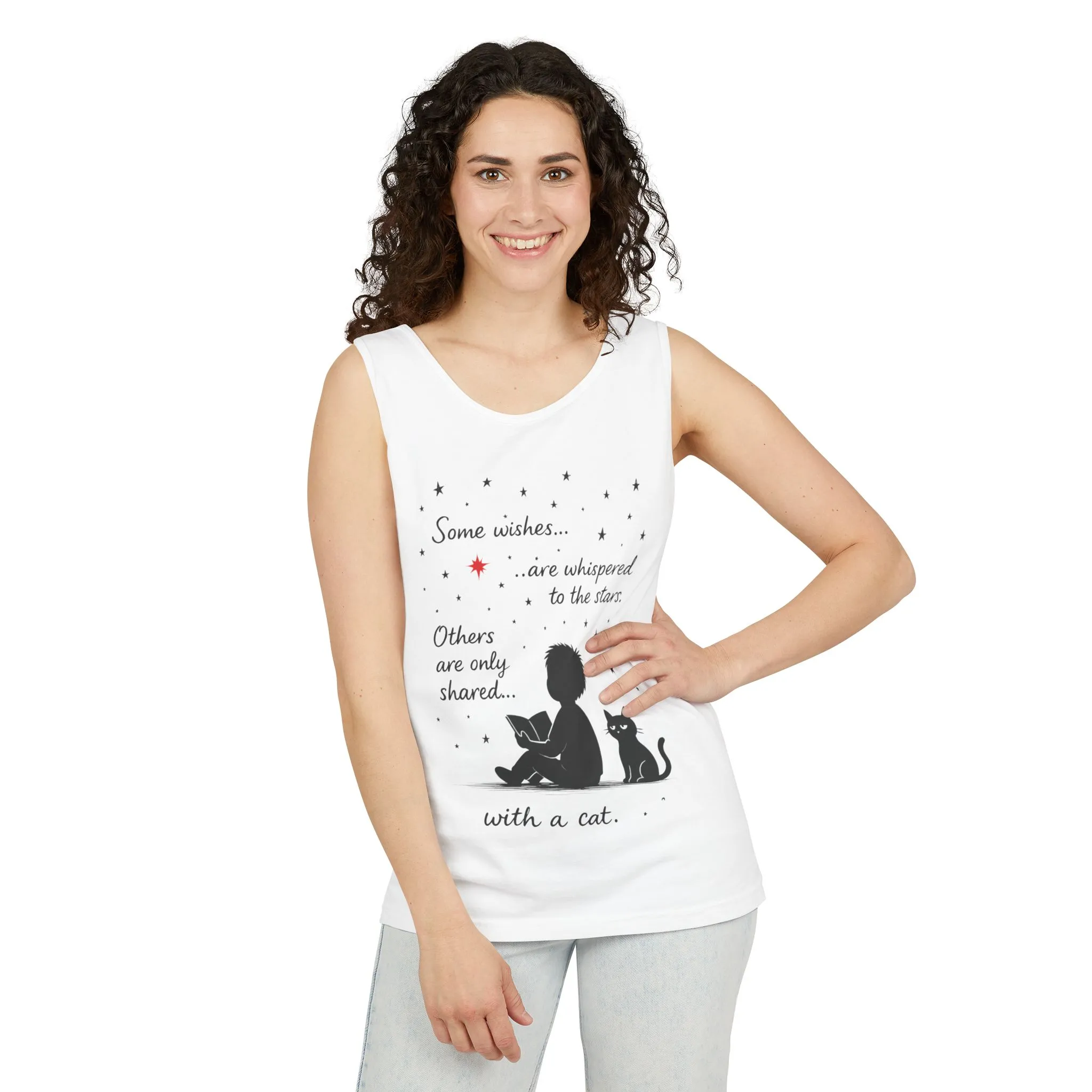 Whimsical Cat Lover's Tank Top, Inspirational Quote Top, Womens Garment-Dyed Summer Shirt, Gifts for Cat Moms, Casual Wear, Pet [...] - Image 6
