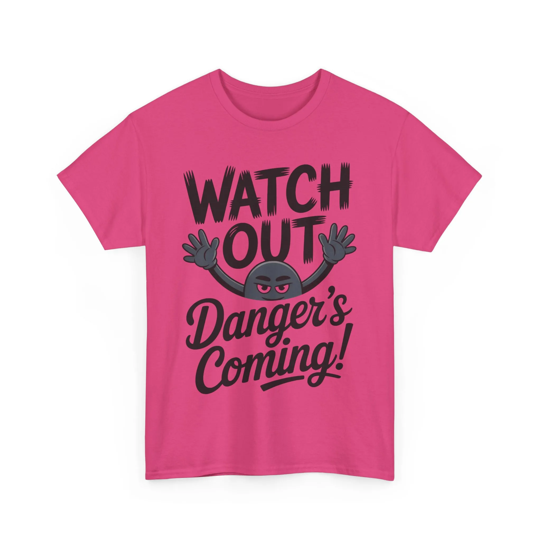 Funny "Watch Out" Cartoon Character T-Shirt, Sketch Style Unisex Heavy Cotton Tee, Minimalist Humorous Graphic Tee, Gift for Him/Her - Image 44