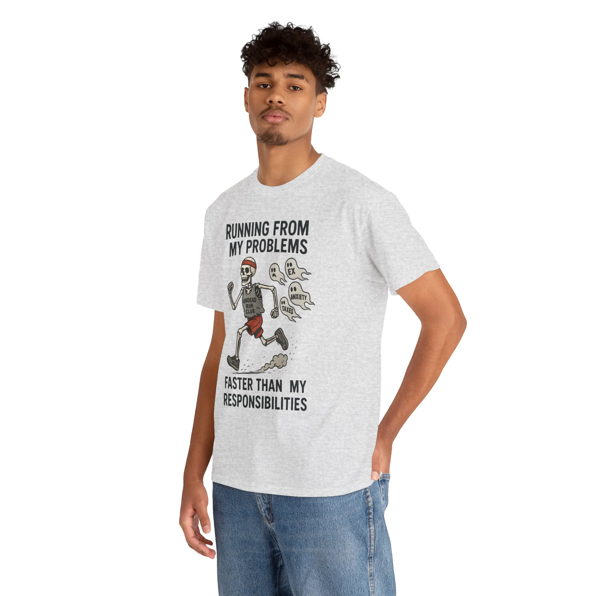 Skeleton Runner Tee for Men, Undead Jogging Club Shirt, Halloween T-Shirt, Gift for Runners, Anxiety Humor Gift - Image 33