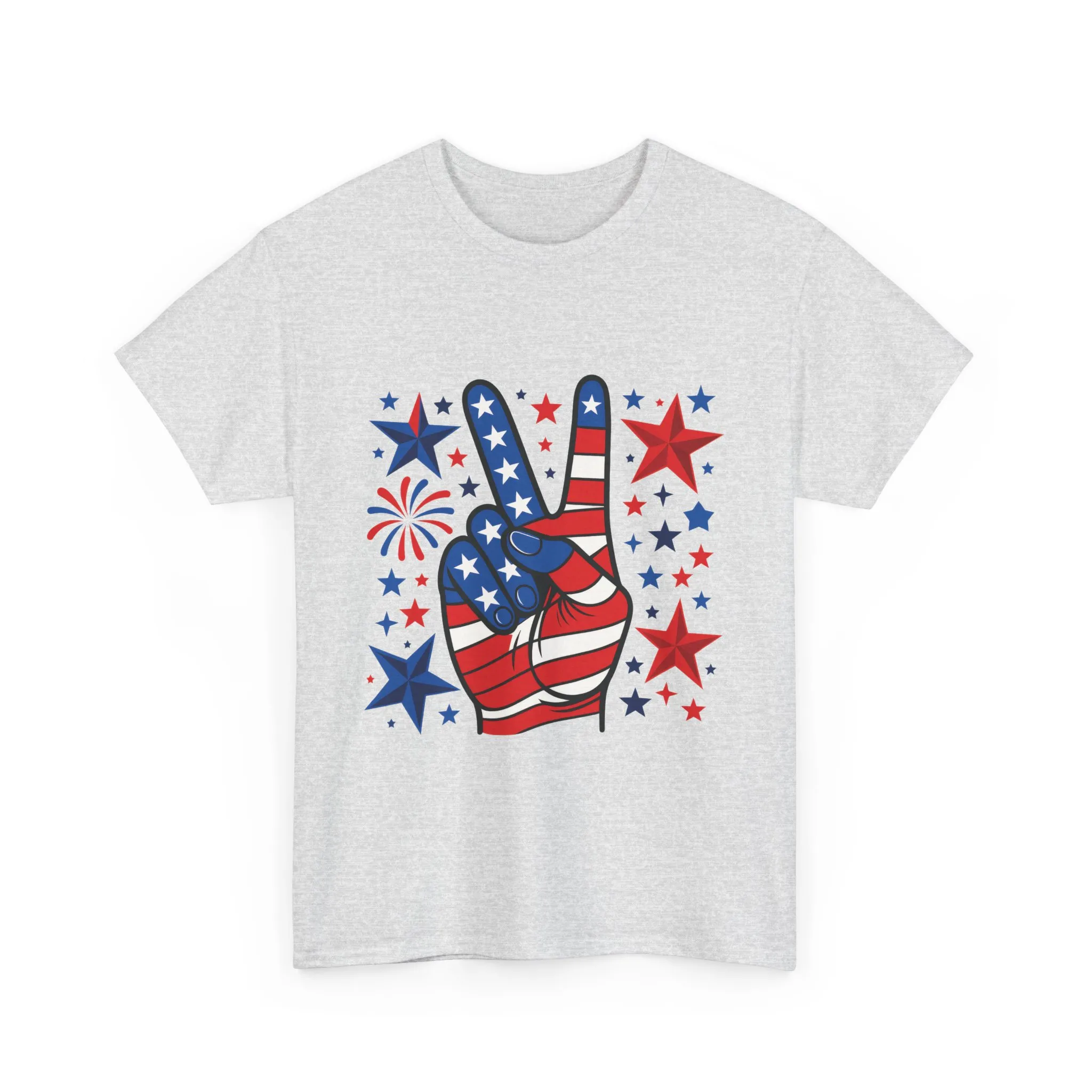 Patriotic Peace Hand Unisex Heavy Cotton Tee - Ideal for July 4th, Independence Day, Celebrations, Casual Wear, Everyday Style - Image 5