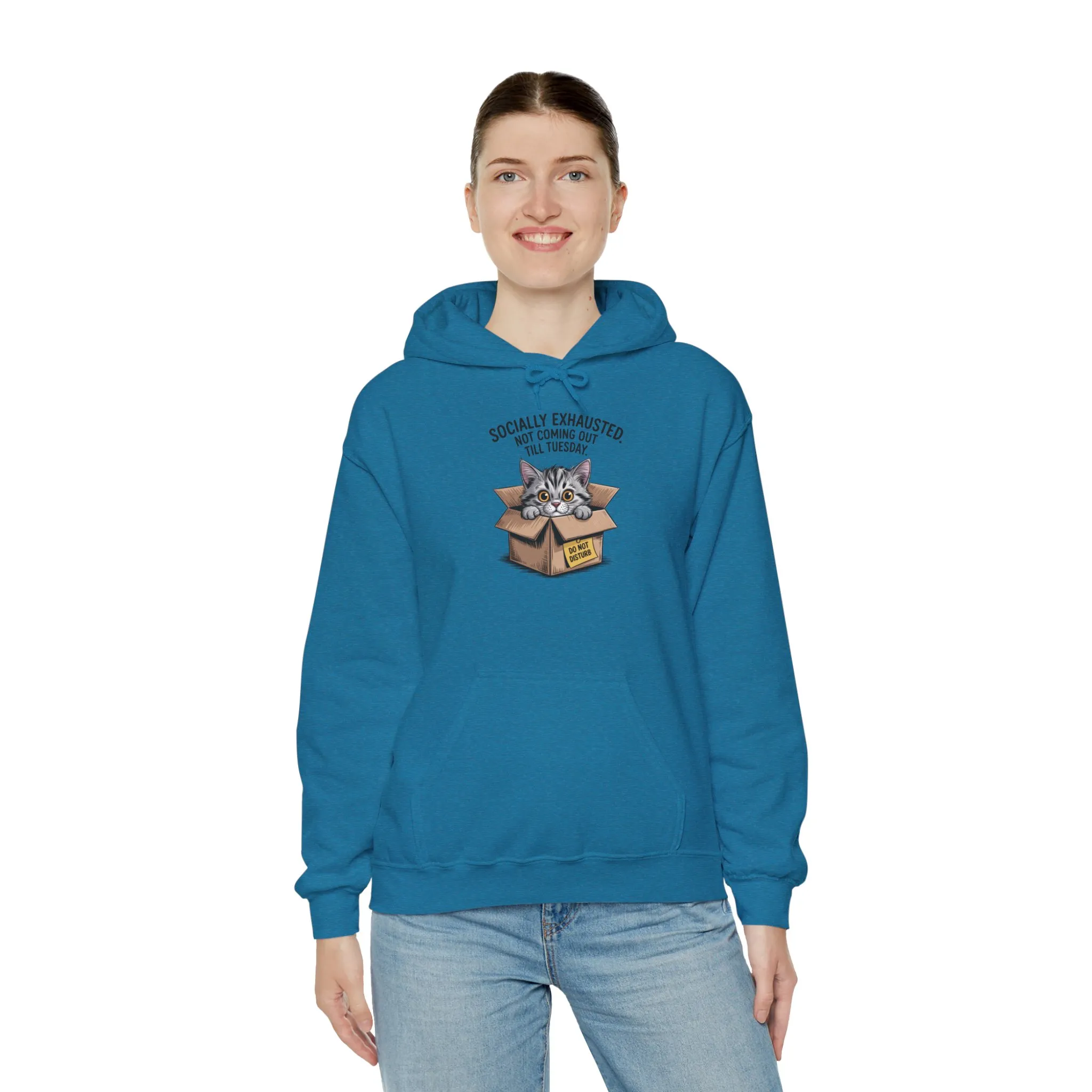Socially Exhausted Cat Hoodie - Cozy Sweatshirt for Cat Lovers, Funny Gift, Casual Wear, Unique Animal Apparel, Perfect for Relaxing Days - Image 48