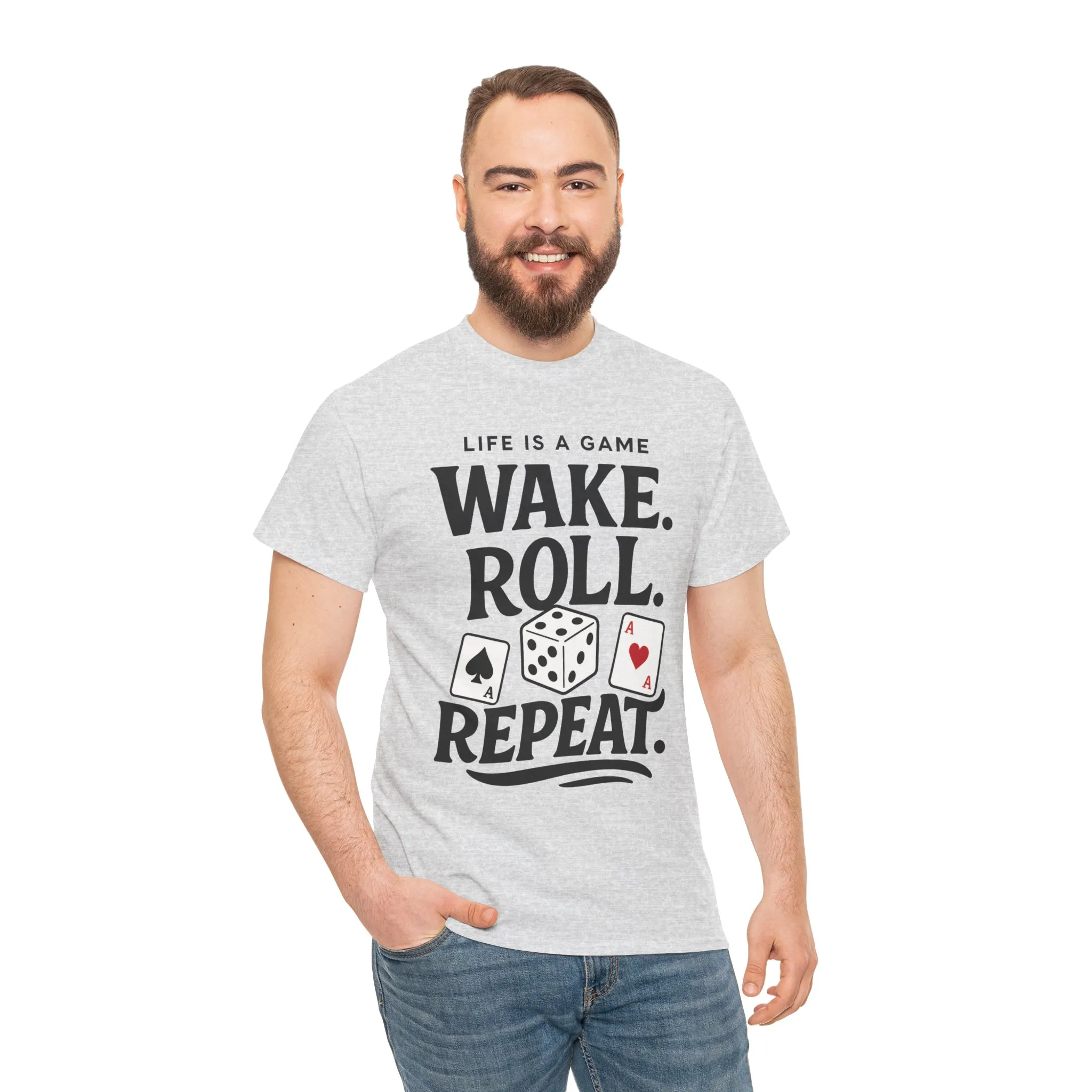 Game On Unisex Heavy Cotton Tee, Perfect for Gamers, Funny Dice & Cards Shirt, Unisex Gambling Gift, Birthday Celebrations - Image 4