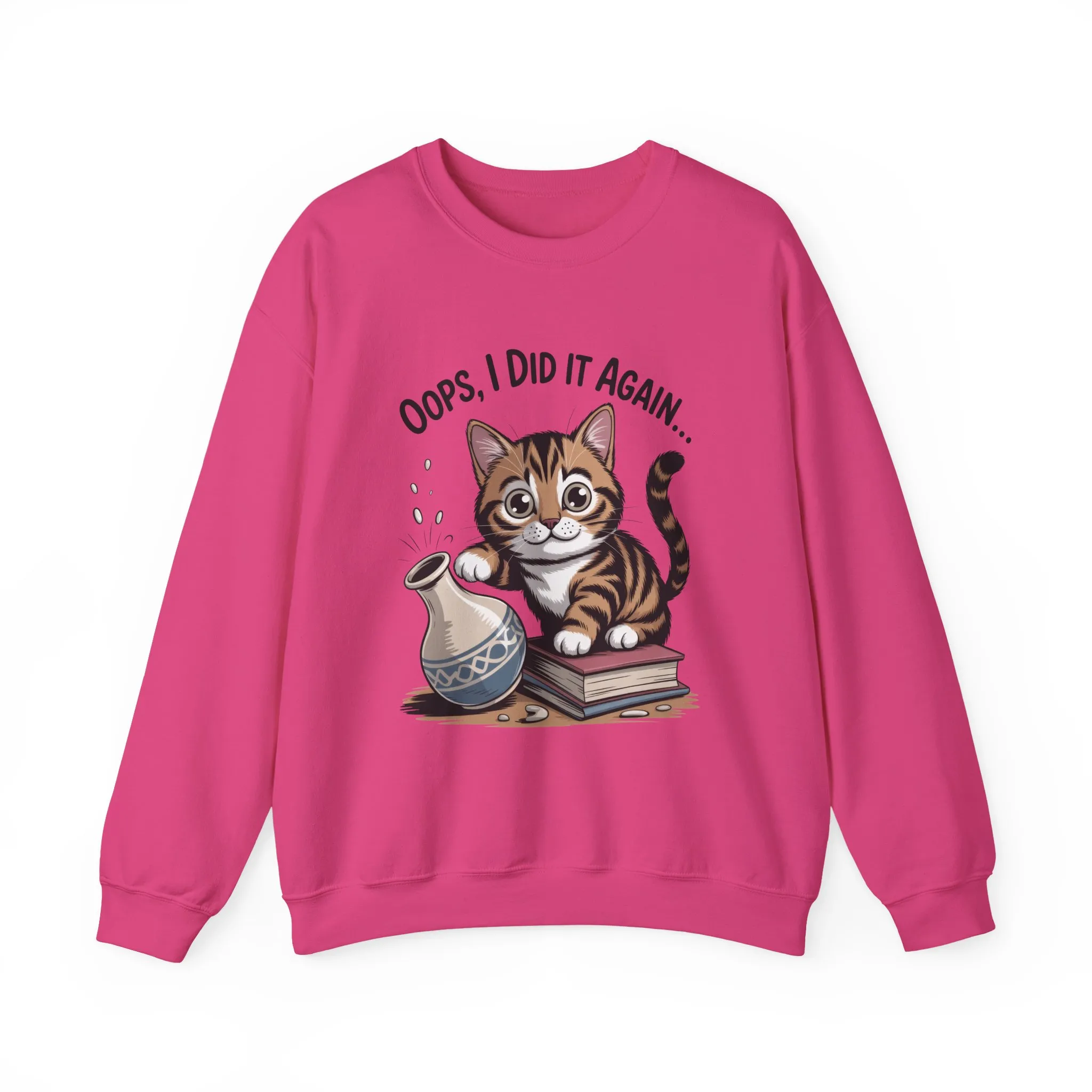 Cute Cat Oops! I Did It Again Sweatshirt, Funny Pet Lover Gift, Cozy Crewneck for Cat Moms, Purrfect for Birthdays, Casual Wear - Image 22