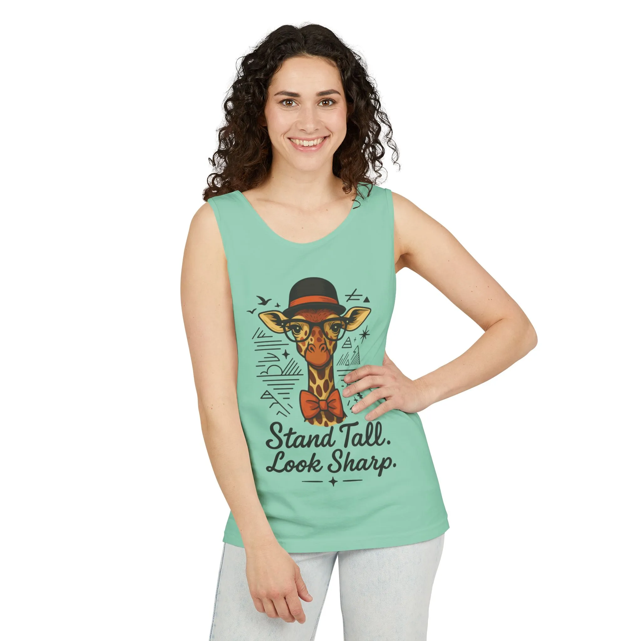 Giraffe Inspirational Tank Top, Stand Tall Look Sharp Shirt, Unisex Summer Apparel, Cute Animal Gift, Zoo Lover's Fashion - Image 35