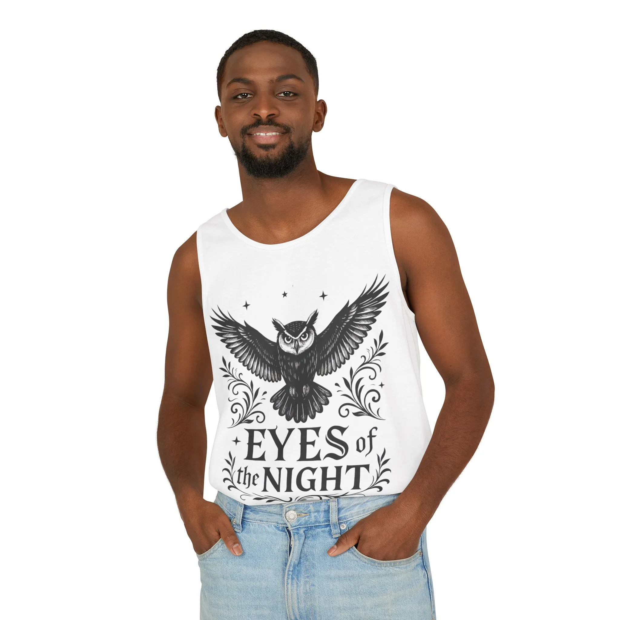 Eyes of the Night Owl Tank Top, Mens Summer Wear, Boho Aesthetic, Festival Outfit, Nature Lover Gift, Halloween Apparel - Image 8
