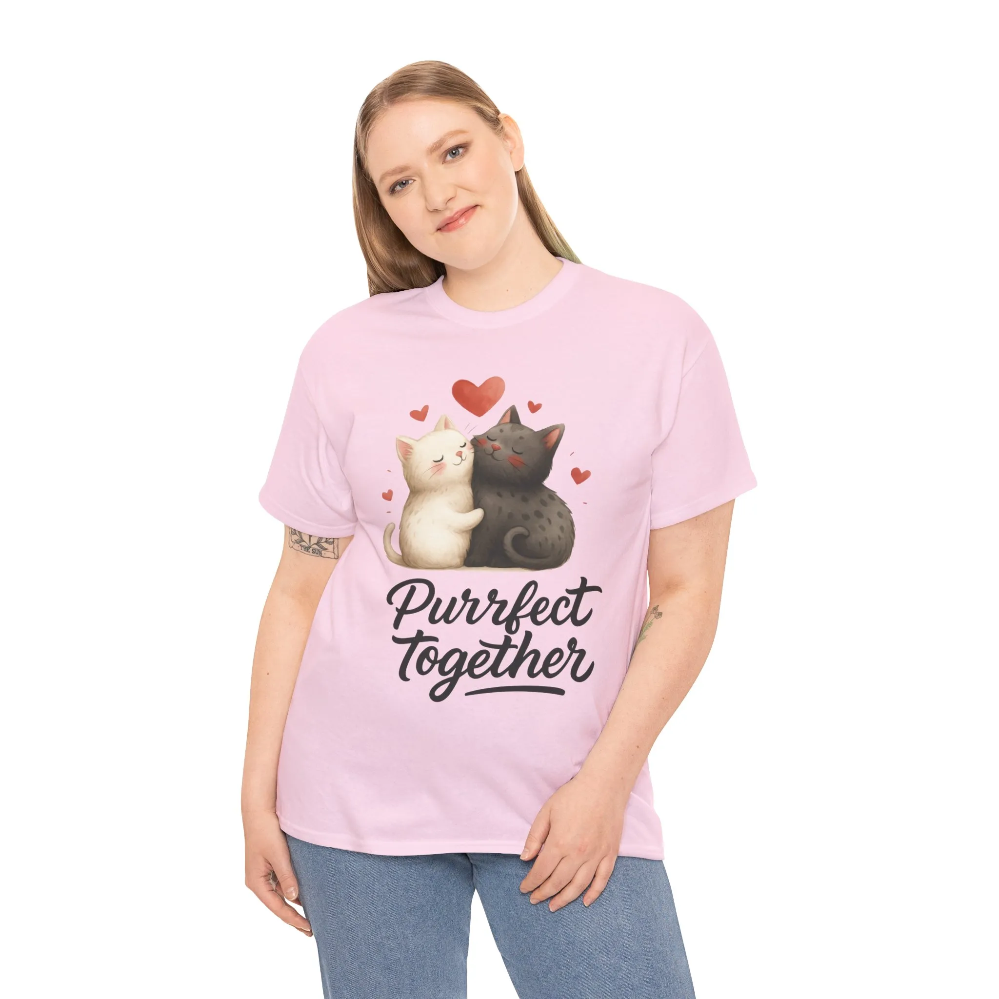 Purrfect Together Cat Tee, Cute Cat Lovers Gift, Funny Animal T-Shirt, Unisex Cotton Graphic Tee, Perfect for Valentine's Day, Pet [...] - Image 24