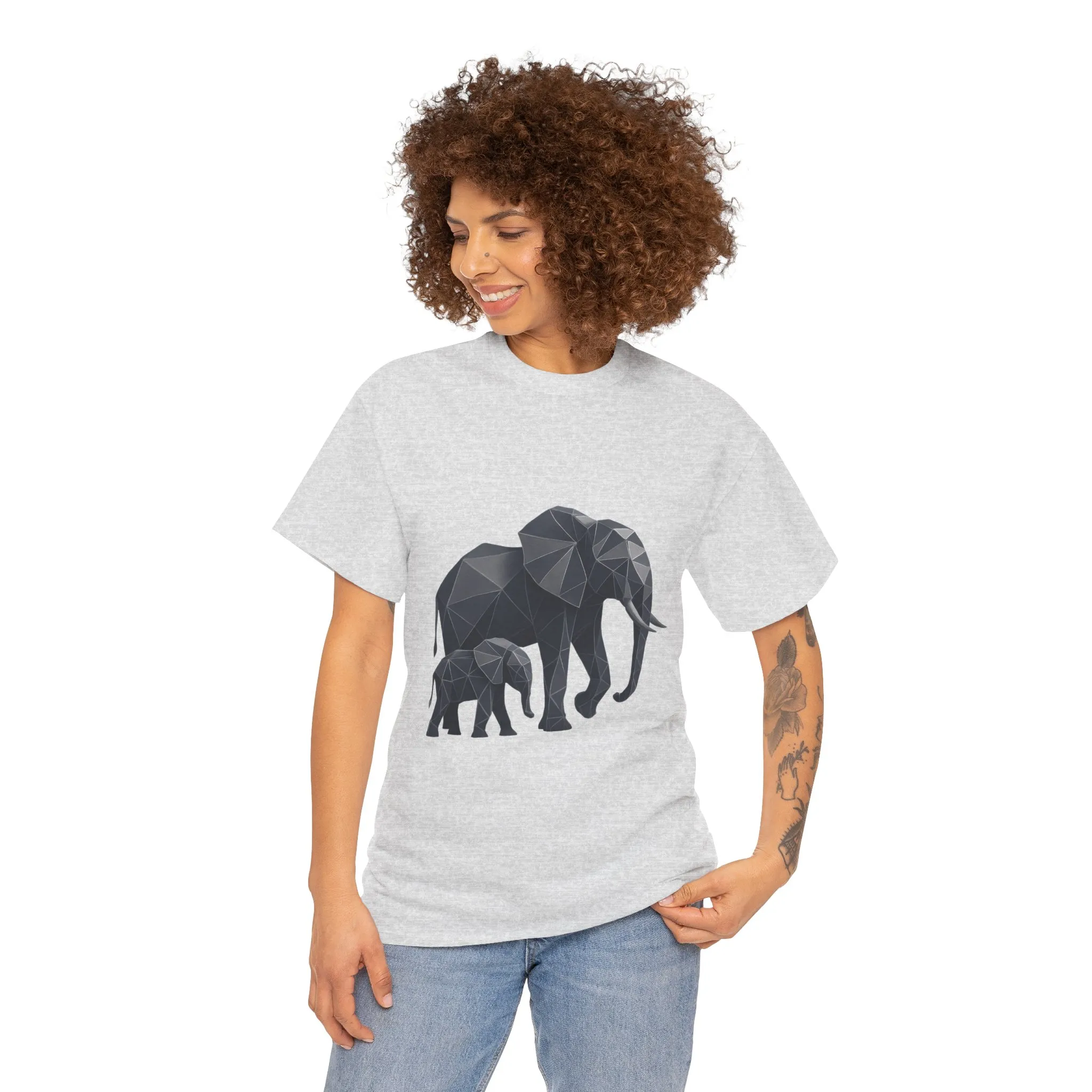Geometric Elephant Tee - Minimalist Art Shirt, Nature Lover Gift, Animal Print T-Shirt, Unisex Cotton Tee, Eco-Friendly Wear - Image 8