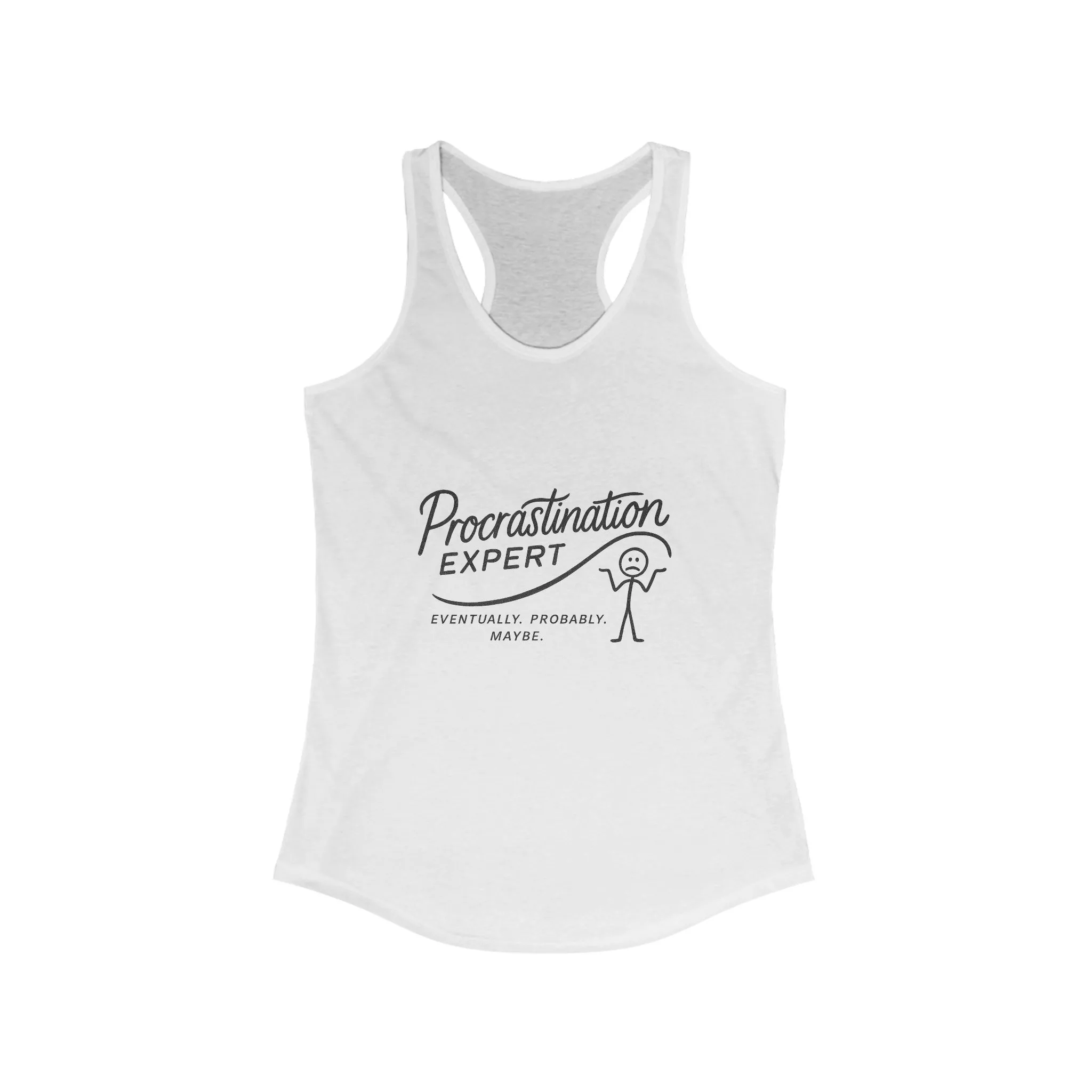 Procrastination Expert Racerback Tank, Funny Women's Workout Top, Gift for Lazy Days, Casual Summer Tee, Motivational Exercise Shirt - Image 3